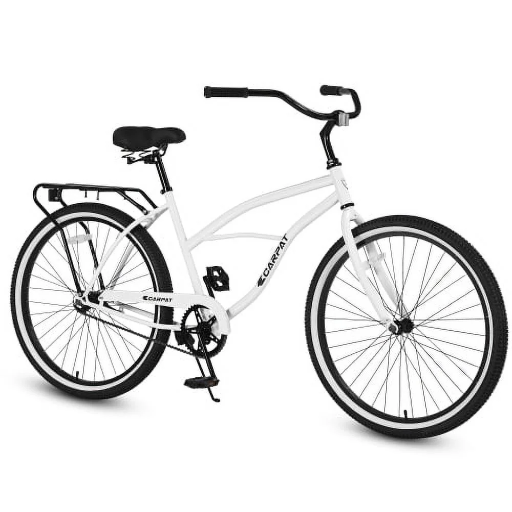 26 Inch Beach Cruiser Bike for Men and Women, Steel Frame, Single Speed Drivetrain, Upright Comfortable Rides - Womvr