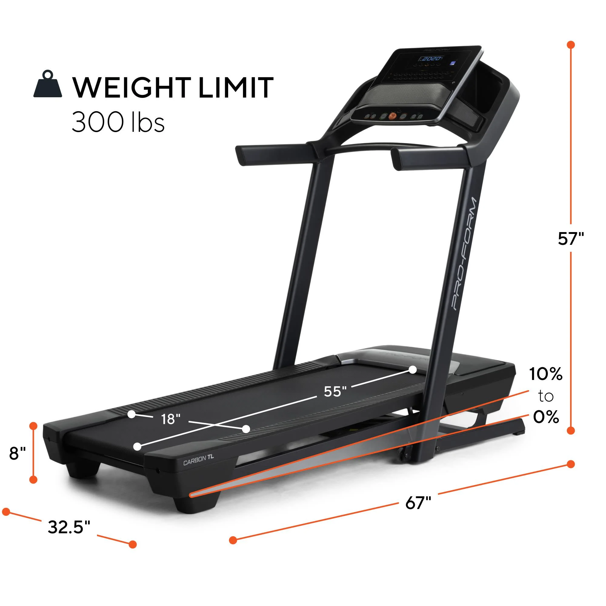 ProForm Carbon TL; Treadmill for Walking and Running with 5�� Display, Built-In Tablet Holder and SpaceSaver Design - Womvr
