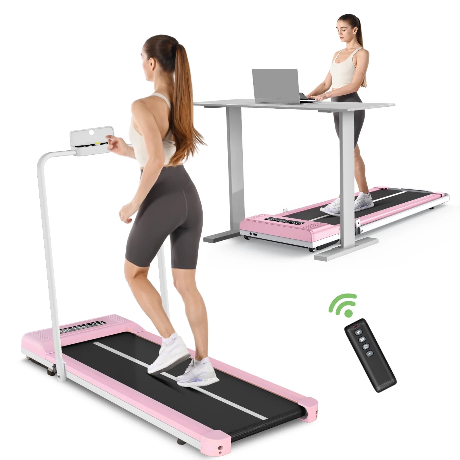 Bigzzia Treadmill Under Desk Treadmill 2 in 1 Folding Treadmill, Treadmills for Home Maximum Weight 265 lbs Gray - Womvr