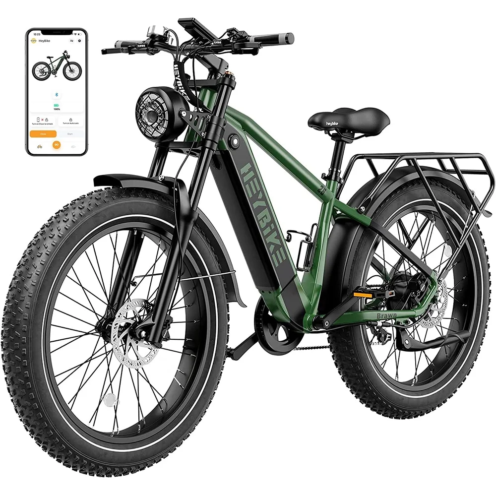 Heybike Brawn Electric Bike for Adults, 750W Fat Tire Ebikes with 48V 18Ah Removable Battery, 26'' Wheel Electric Mountain Bike, Hydraulic Front Fork Electric Bicycles - Womvr