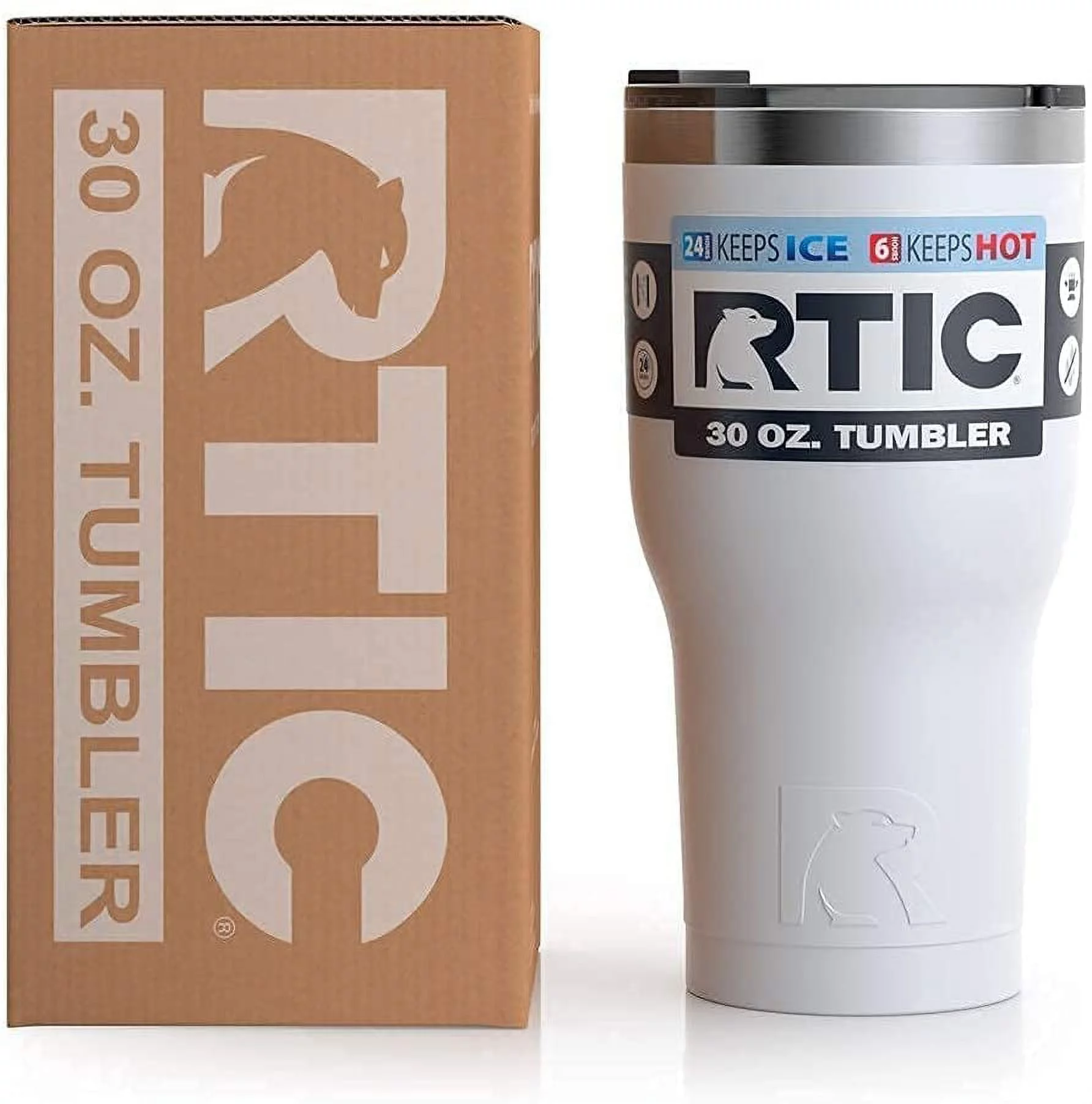 RTIC 30 OZ Insulated Tumbler Stainless Steel Coffee Travel Mug with Lid, Spill Proof, Hot Beverage and Cold, Portable Thermal Cup for Car, Camping, Deep Harbor - Womvr
