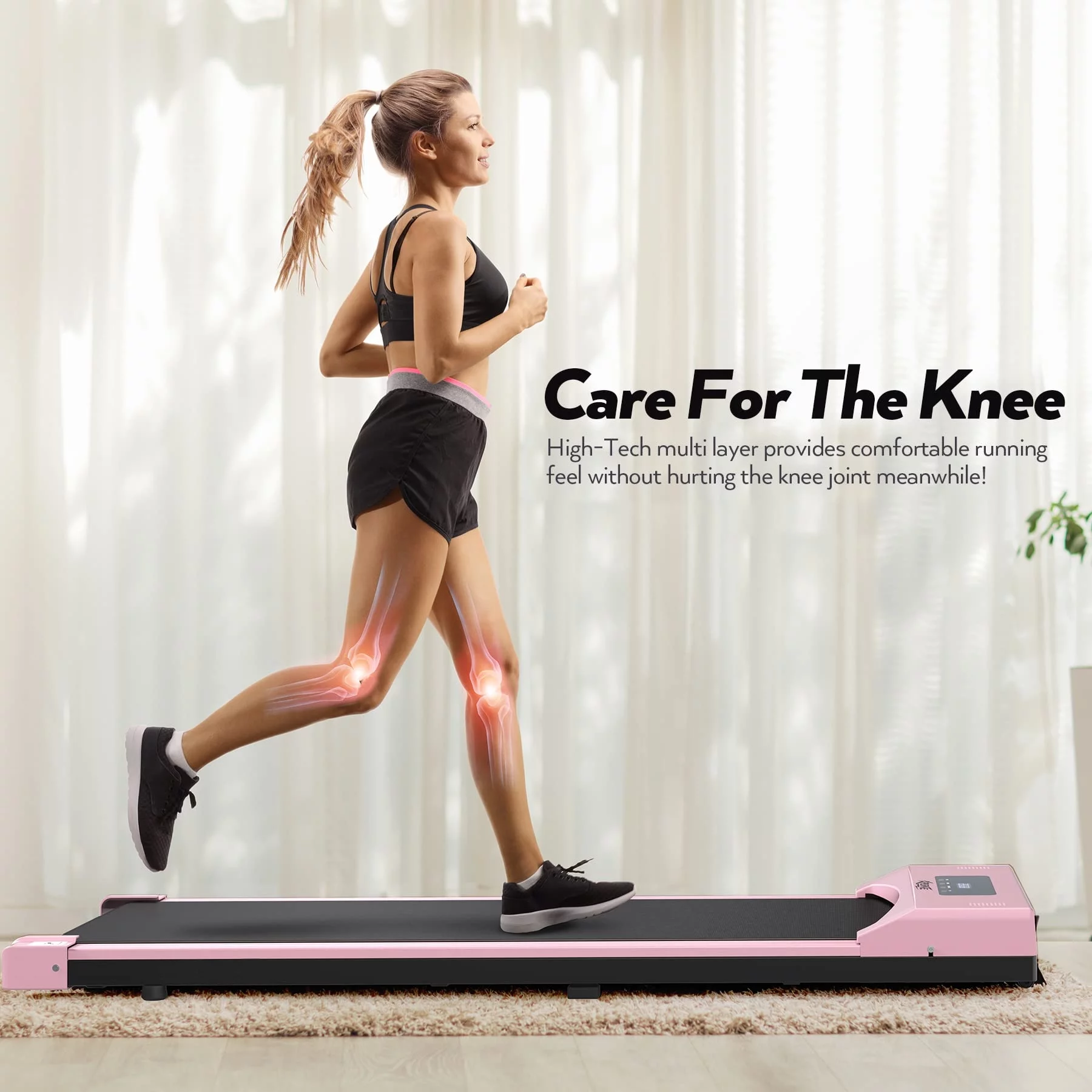 Under Desk Treadmill Portable with Remote Control, LED Dispaly Exercise Treadmill for Home, Walking Pad Electric Treadmills Quiet for Home Office, White - Womvr