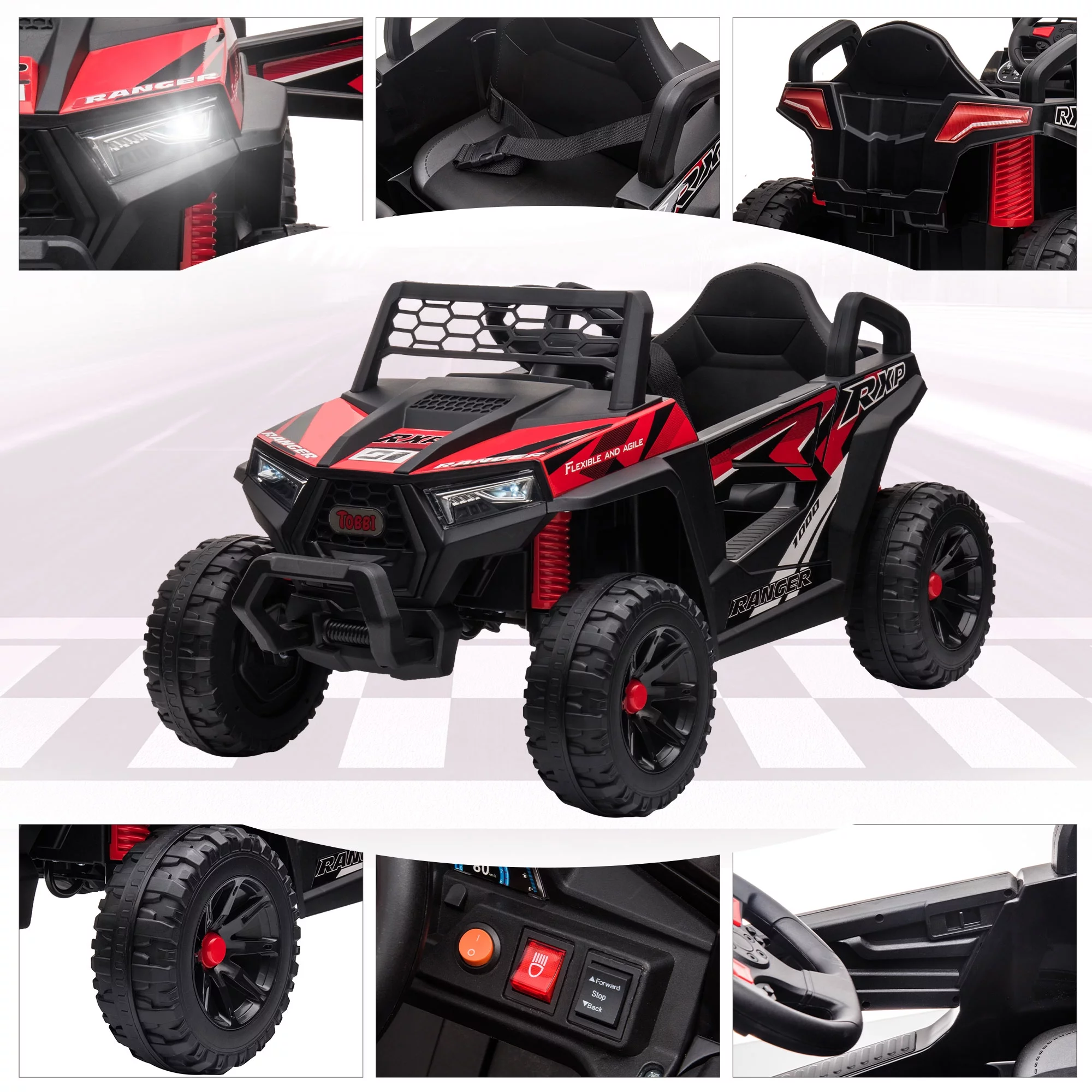 TOBBI 12V Kids Electric off-Road UTV Truck Car Battery Powered Ride on Toys for Girls with LED Headlights, Music, Horn - Womvr