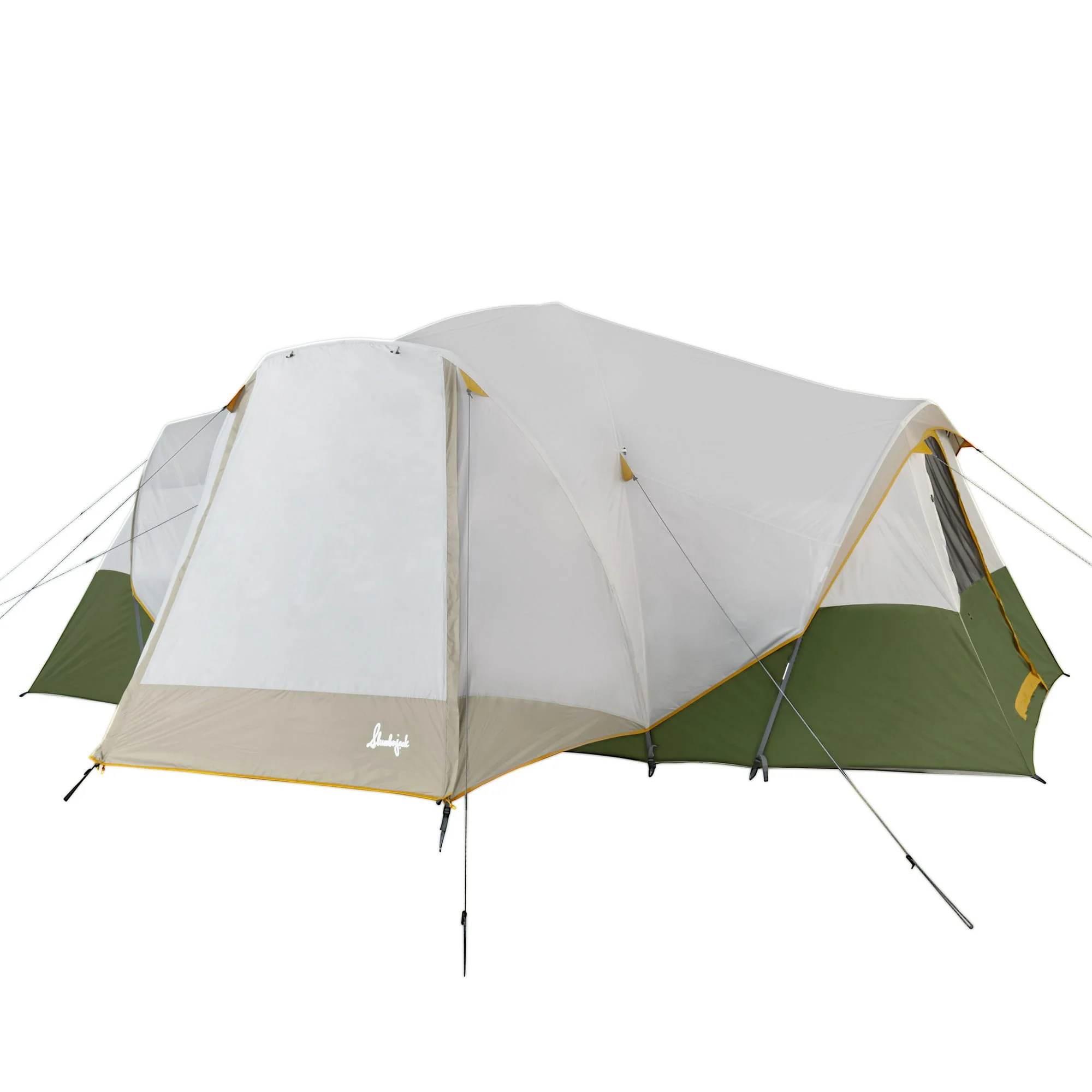 Slumberjack 958850321-WM Riverbend 10-Person 3-Room Hybrid Dome Tent, Off-White/Green - Womvr