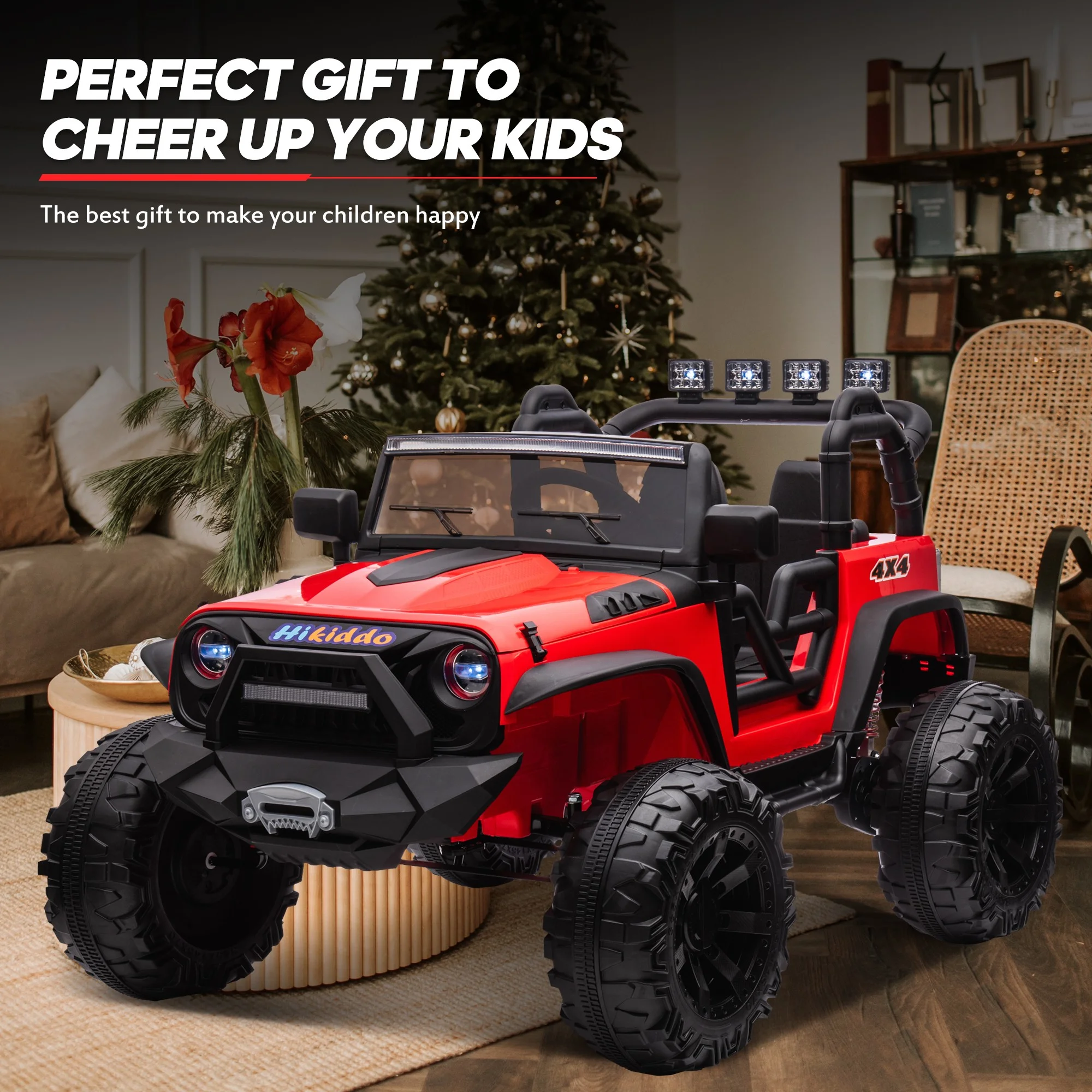 Hikiddo JC555 24V Ride on Toy for Big Kids, 2 Seater Powered Ride-on Truck Car with Remote - Green - Womvr