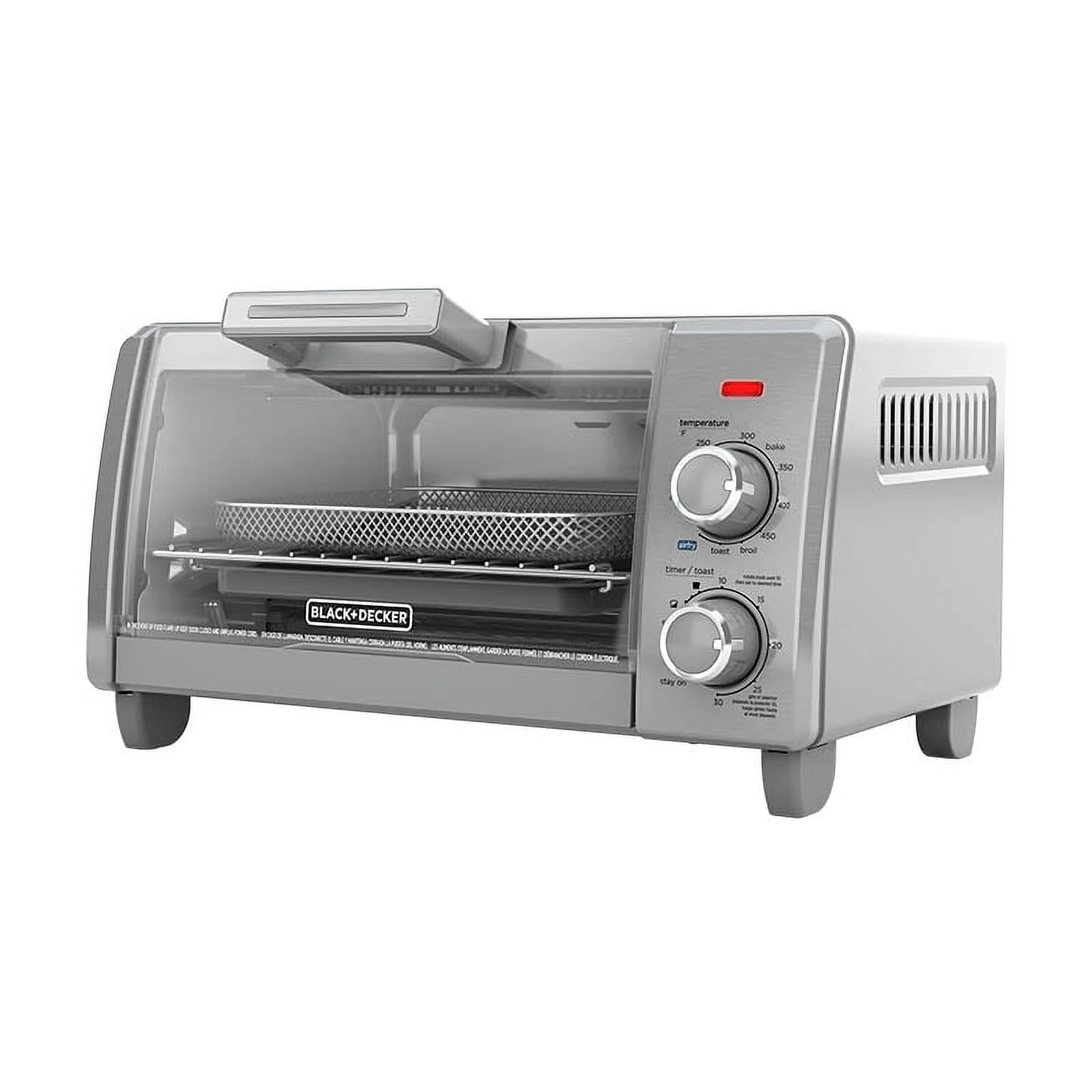 BLACK+DECKER Crisp 'N Bake Air Fry 4-Slice Toaster Oven, Silver & Black, TO1787SS - Womvr