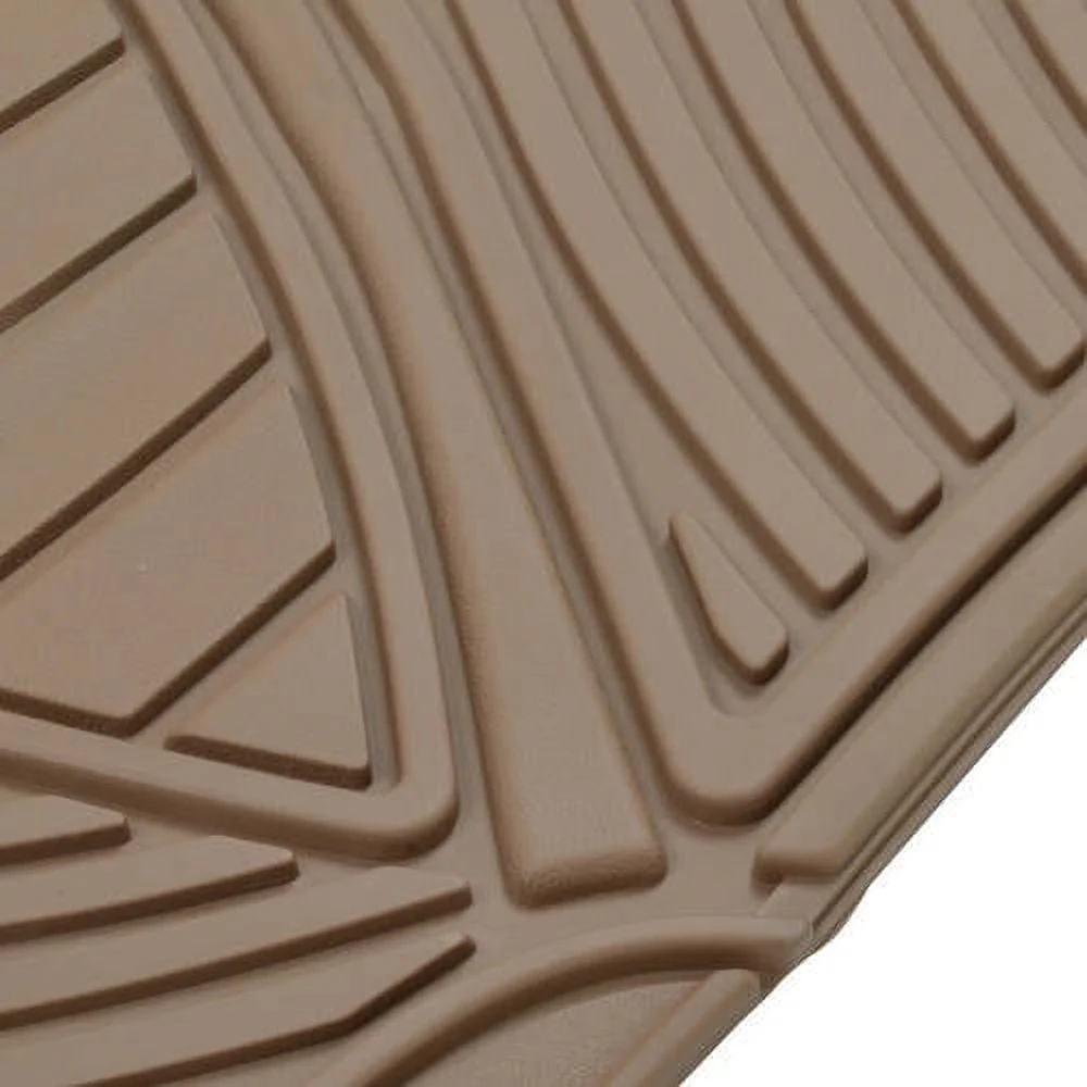 Motor Trend 100 Percent Odorless Car Floor Mats with Standard Trunk Cargo Mat, 4 Pieces Rubber Protection, Black Beige Gray - Womvr