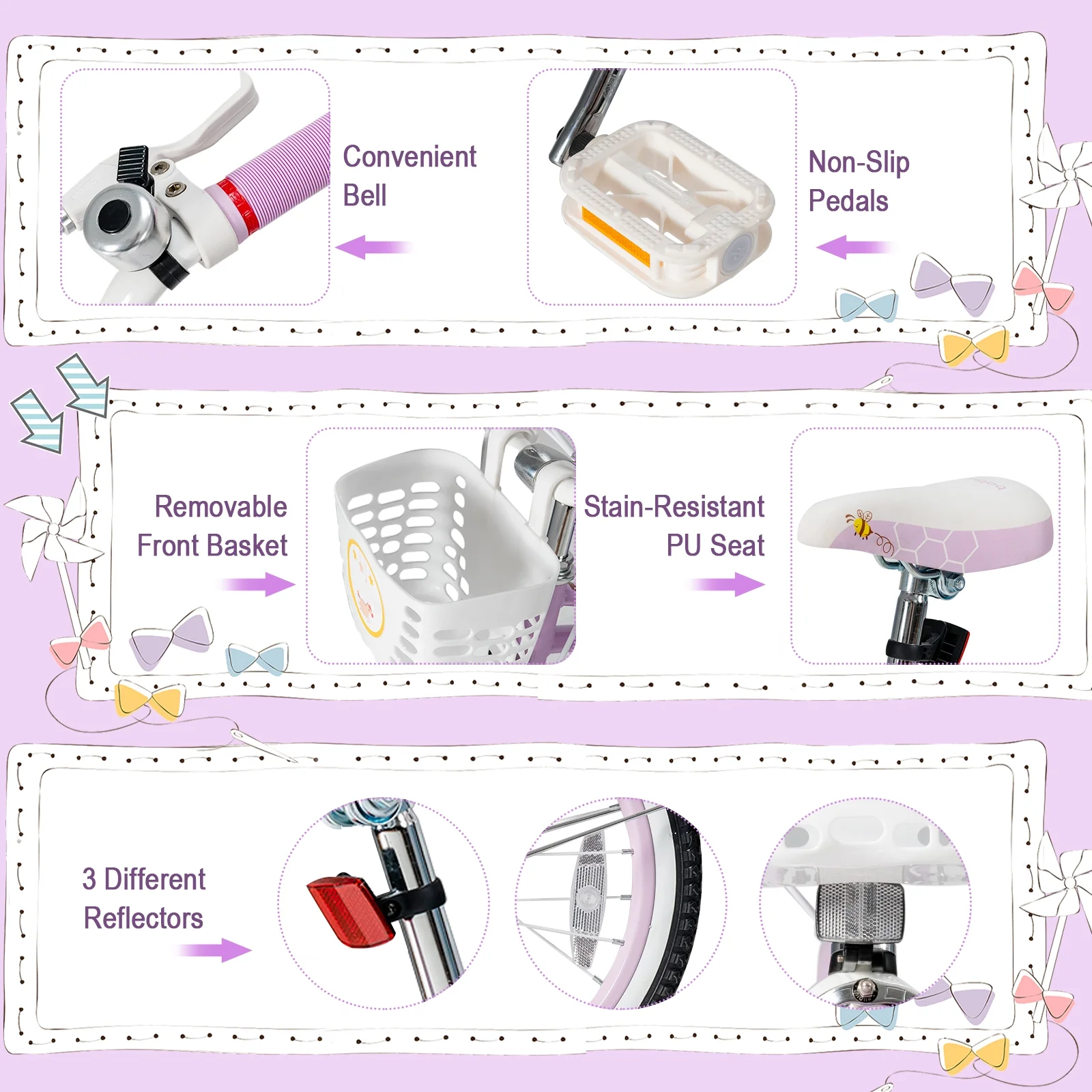 Babyjoy 18 Inch Kid Bike 95% Pre-Assembled Girls Bicycle with Training Wheels & Basket Age 6-9 Years Old Purple - Womvr