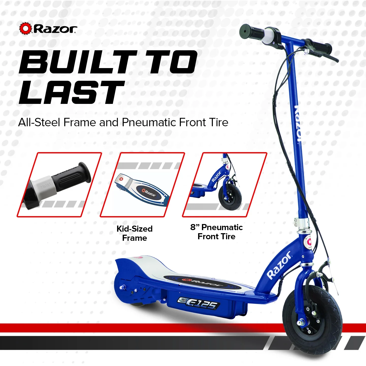 Razor E125 Kids Ride-on 24V Motorize Battery Powered Electric Scooter, Blue - Womvr