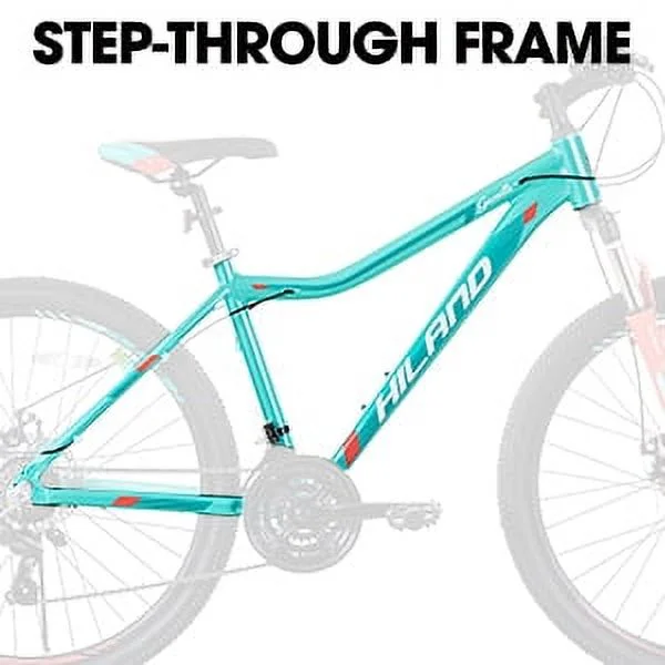 Hiland Mountain Bike for Woman, Shimano 21 Speed 26 inch Wheels Mountain Bicycle, Mint Green - Womvr