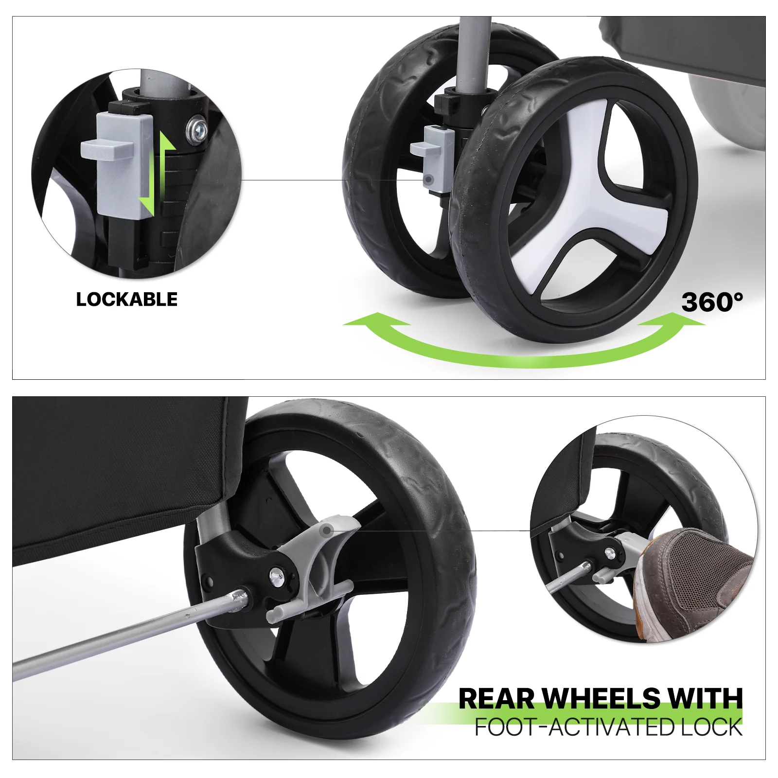 Magshion Foldable Pet Dog Stroller with Wheels, Cat Dog Stroller with Storage Basket and Cup Holder for Small and Medium Cats, Dogs, Puppy, Navy Blue - Womvr