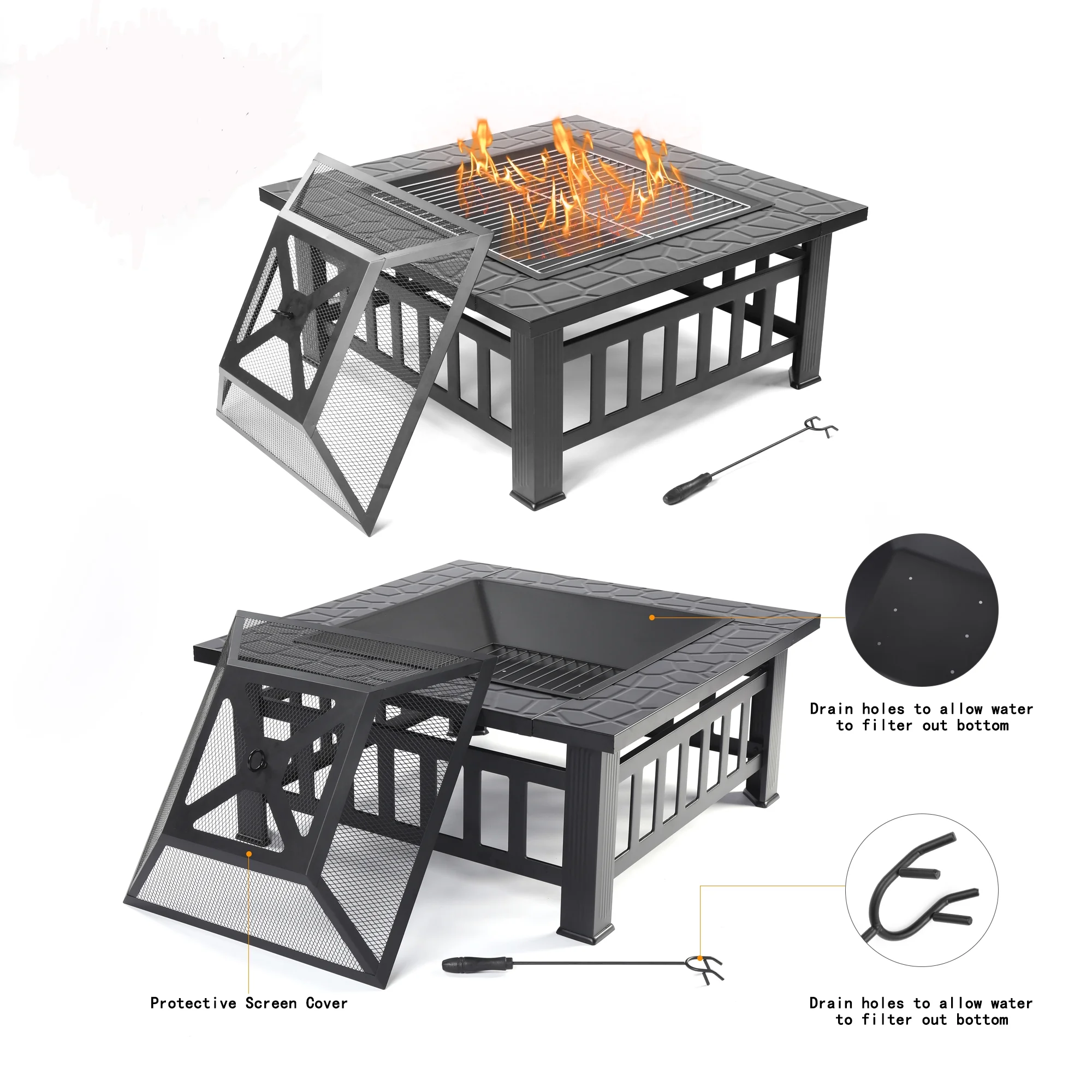 SEGMART Outdoor Fire Pit, 32