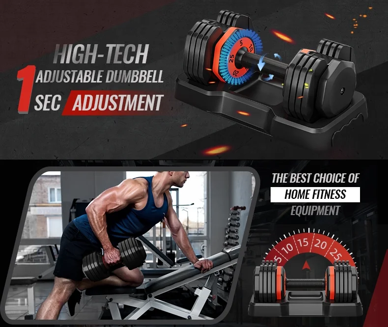 5-in-1 Adjustable Single Dumbbell - 25 LB, Complete with Anti-Slip Metal Handle for Full Body Home Gym Workouts - Ideal Adjustable Dumbbell Set for Your Weight Selection Needs