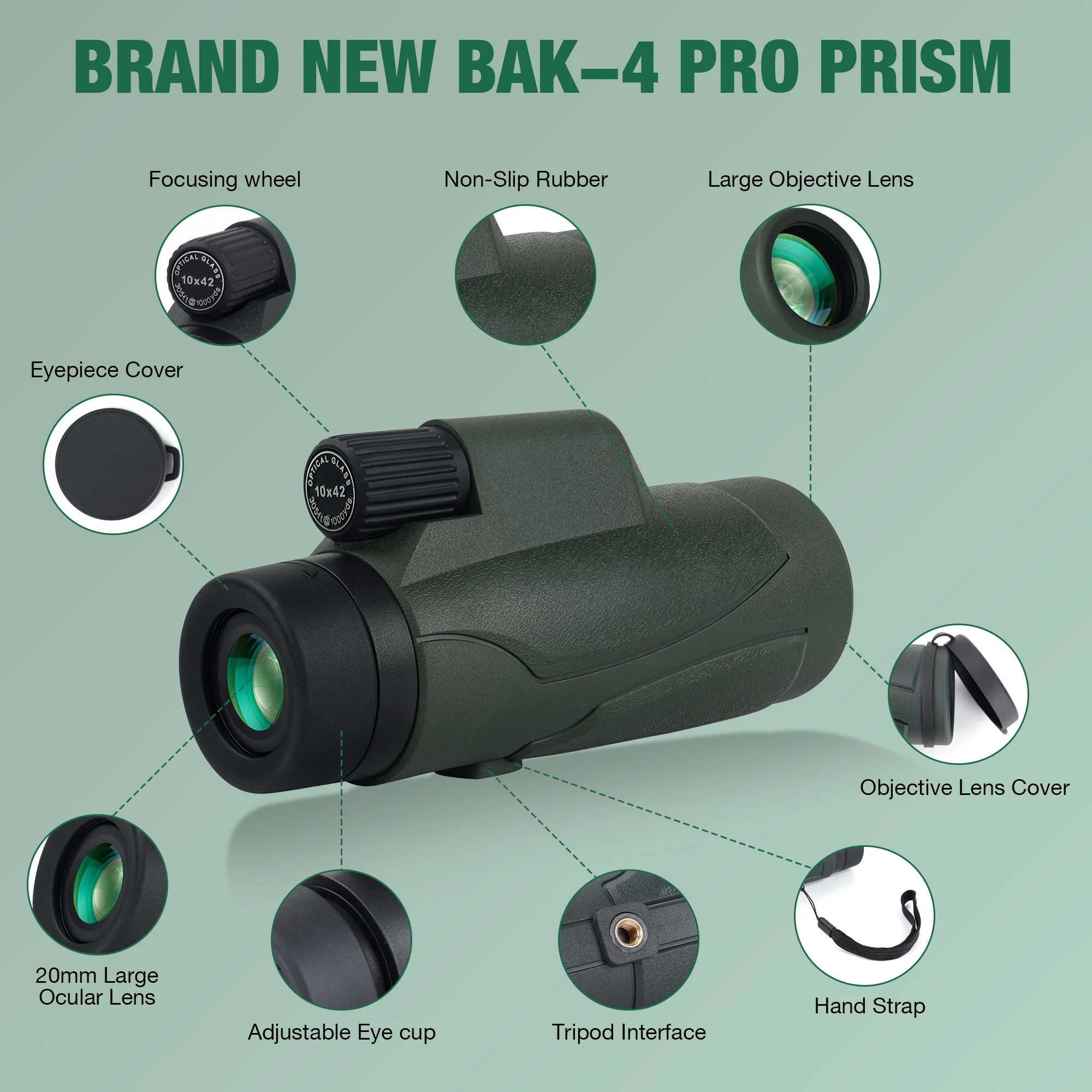 SUNOYAR Monocular Telescope, High Powered Monocular for Adults with Smartphone Adapter & Tripod, BAK4 Prism Monocular with Clear Low Light Vision for Wildlife Hunting Camping Travelling - Womvr