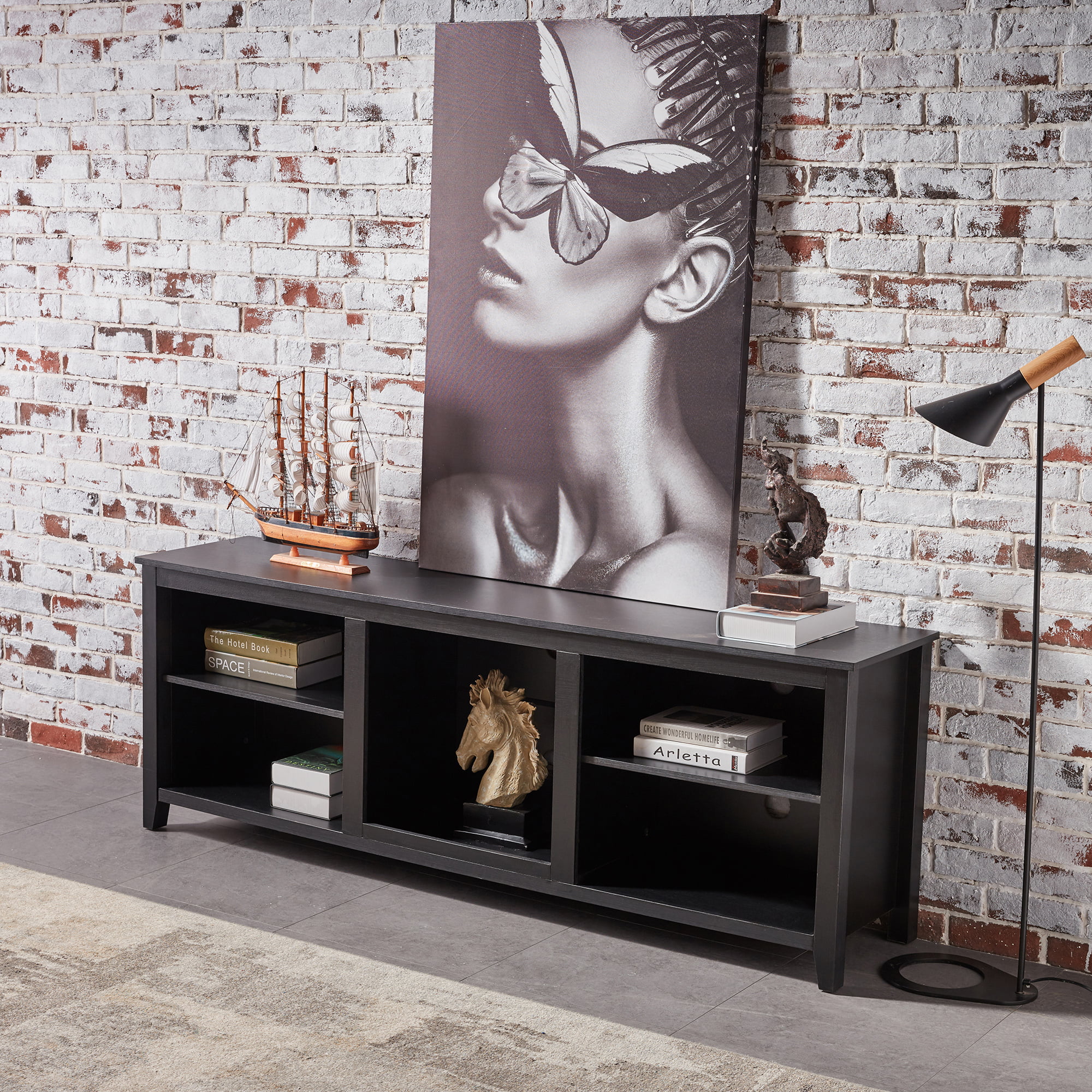 SYNGAR TV Stand for 65 inch TV, Modern TV Console Table Stand with 2 Door Cabinet, Living Room TV Table Stand Buffet Cabinet with Adjustable Storage Shelves, 60