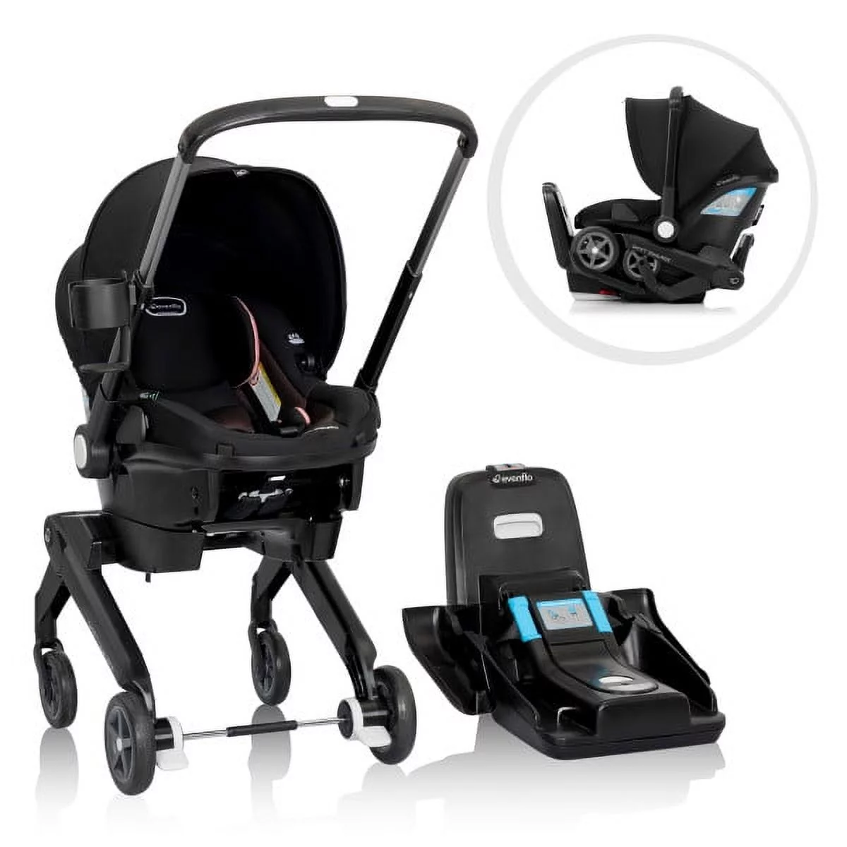 Evenflo Shyft DualRide Infant Car Seat and Stroller Combo (Beaufort Black), Unisex - Womvr