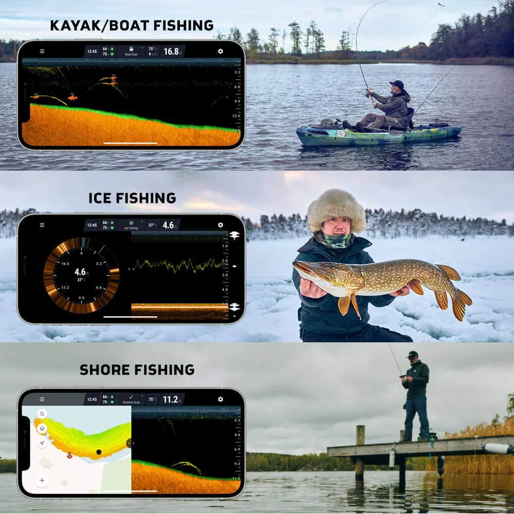 Deeper PRO Smart Sonar Castable and Portable Smart Sonar WiFi Fish Finder for Kayaks and Boats on Shore Ice Fishing Fish Finder - Womvr