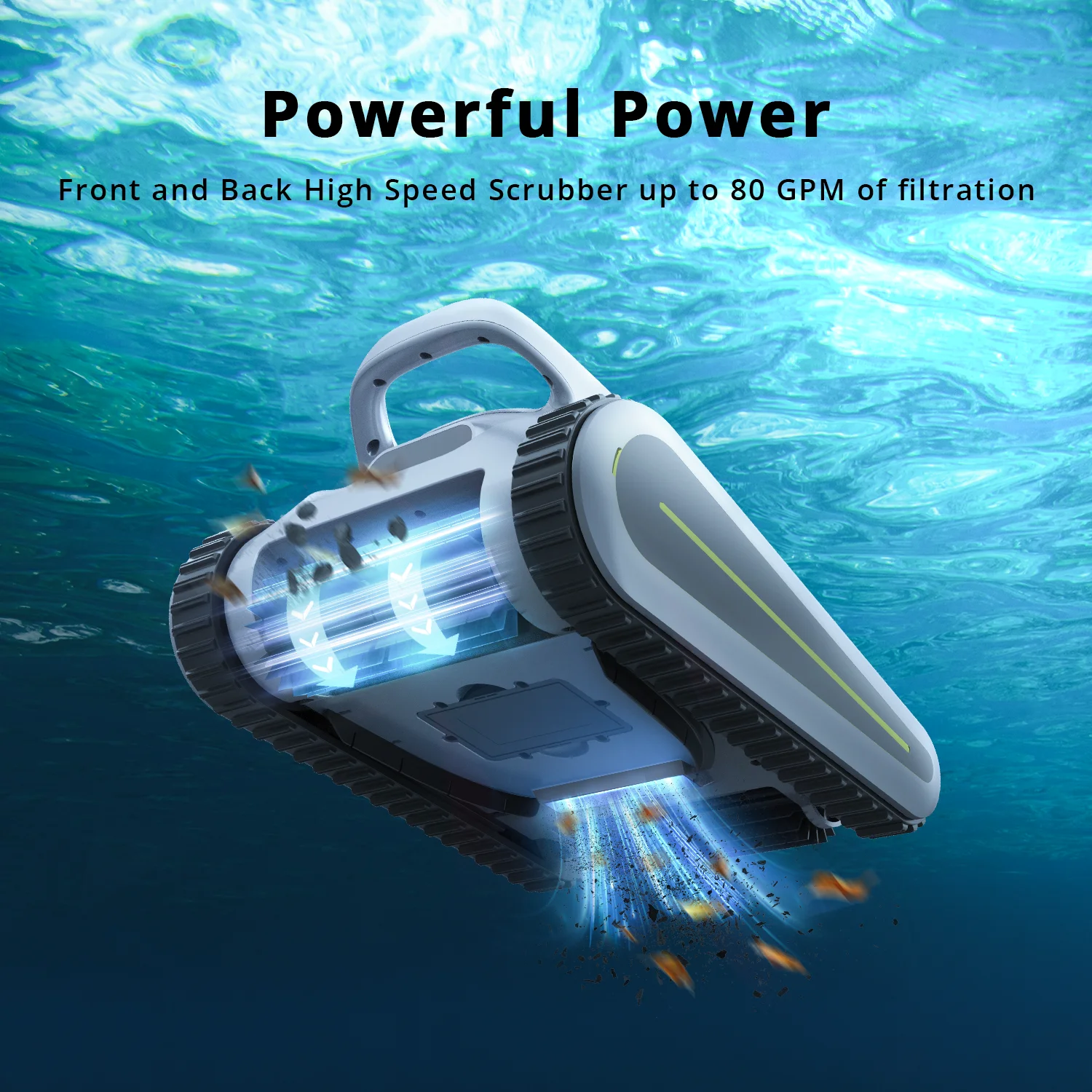 Seauto Crab Pool Vacuum, Cordless Robotic Pool Cleaner for Inground Pools, Wall Climbing, Sonar Navigation - Womvr