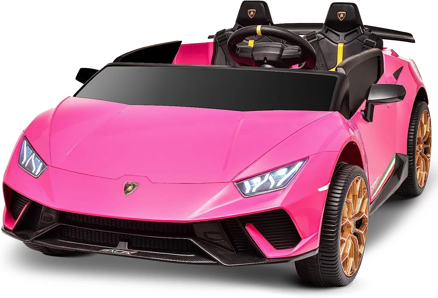 Blitzshark 24 V 2 Seater Kids Ride on Car Licensed Lamborghini Powerful 4WD, with 7AH Battery, Remote Control, Pink - Womvr