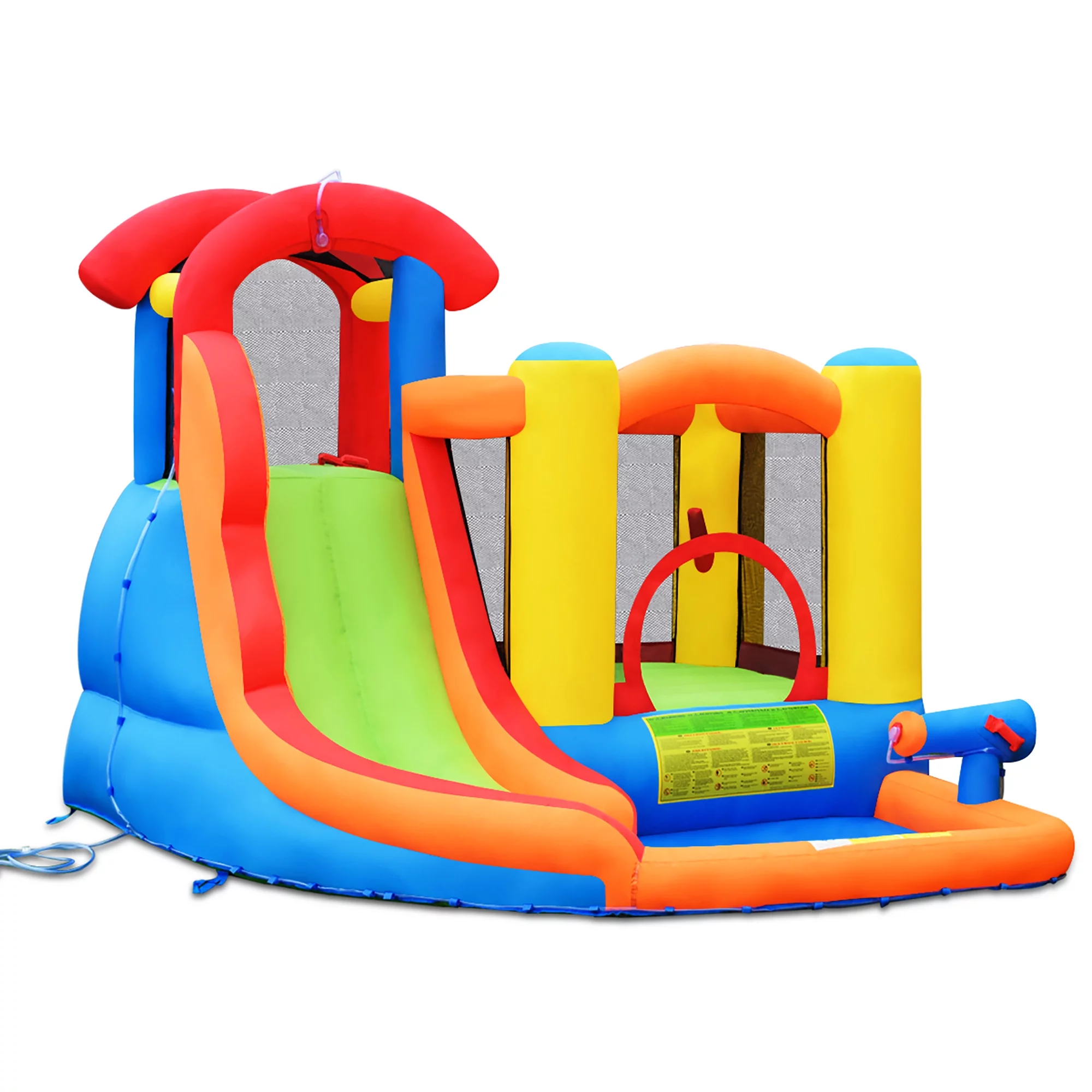 Costway Inflatable Bounce House Water Slide w/ Climbing Wall Splash Pool Water Cannon - Womvr