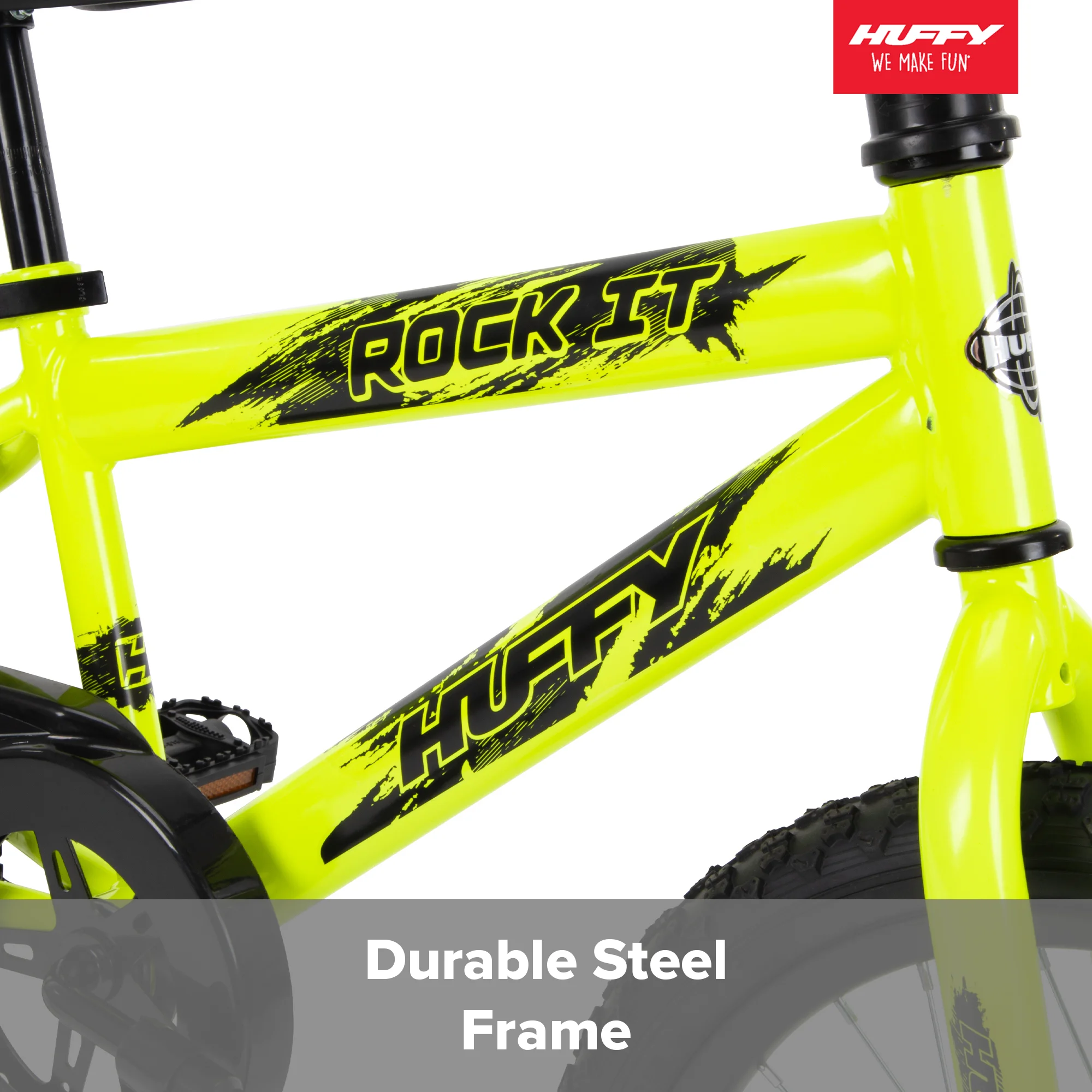 Huffy 18 in. Rock It Kids Bike for Boys Ages 4 and up, Child, Neon Powder Yellow - Womvr