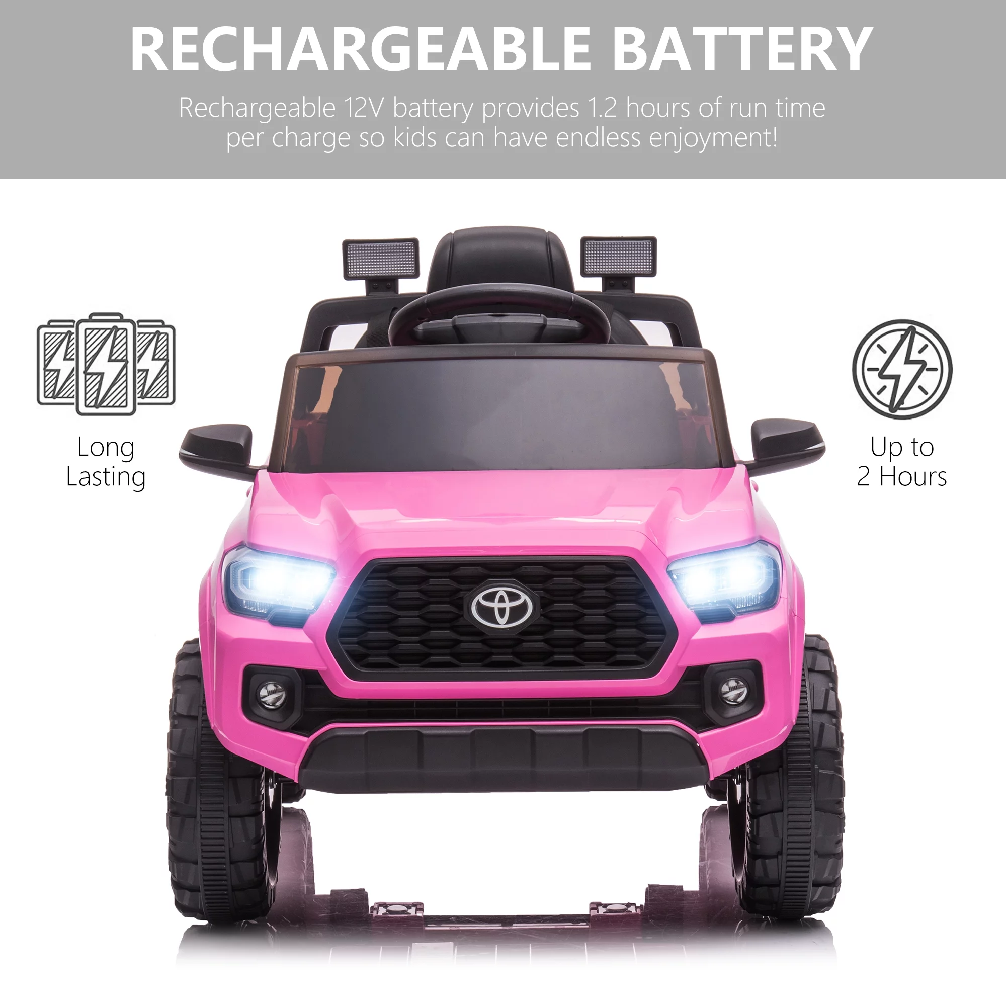 Licensed Toyota Tacoma Electric Ride on Vehicle for Kids, 12V Powered Ride on Car Toys with Remote Control, LED Lights, MP3 Player, Gray - Womvr
