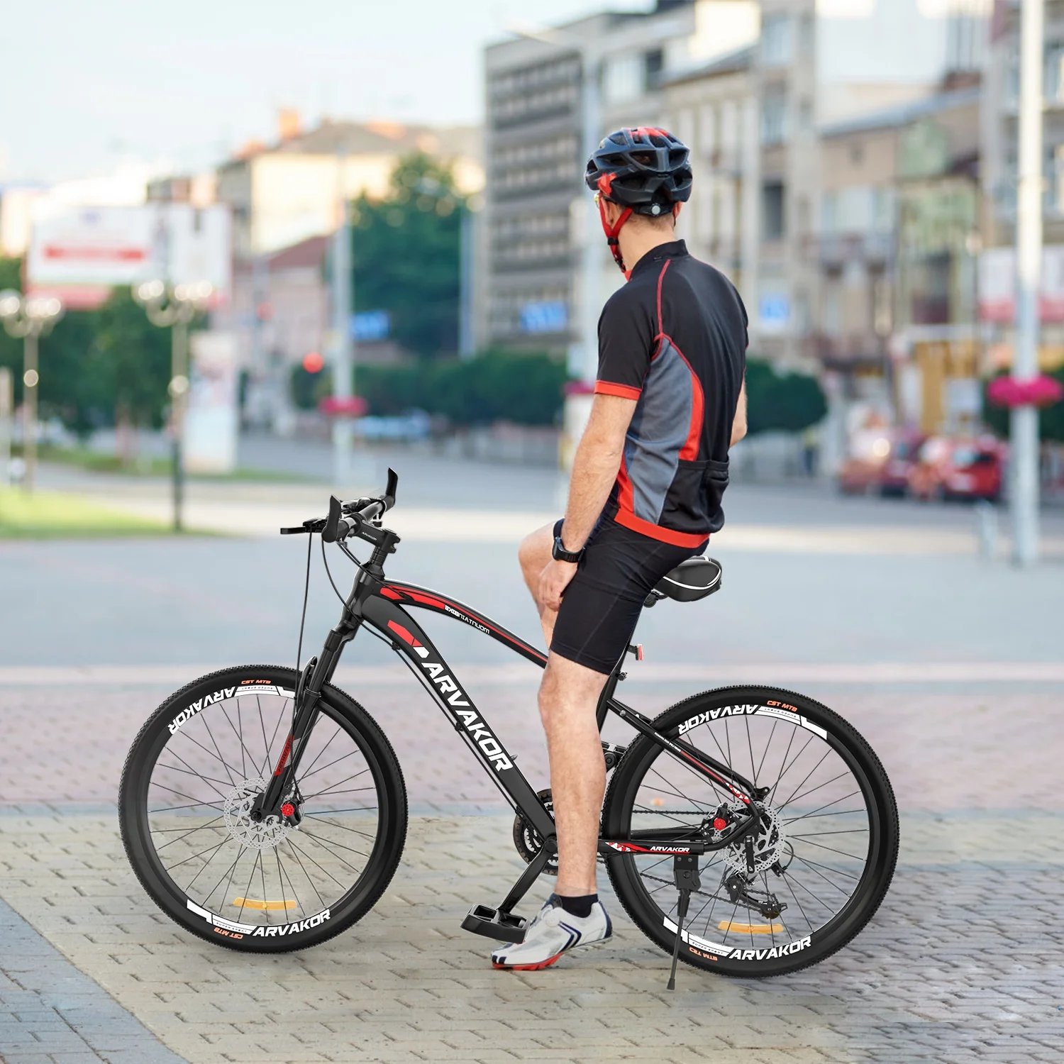 ARVAKOR 26'' Mountain Bike with Daul Disc Brakes, 21 Speed, Aluminium Alloy Frame MTB, Black - Womvr