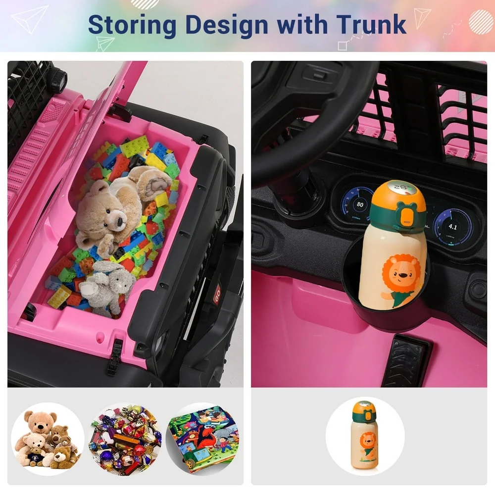 OUTOP Kids 24V Ride on Car with Electric Remote Control Dual Drive Power Ride on Toys 2 Seats SUV Truck Wheels Vehicle - Womvr