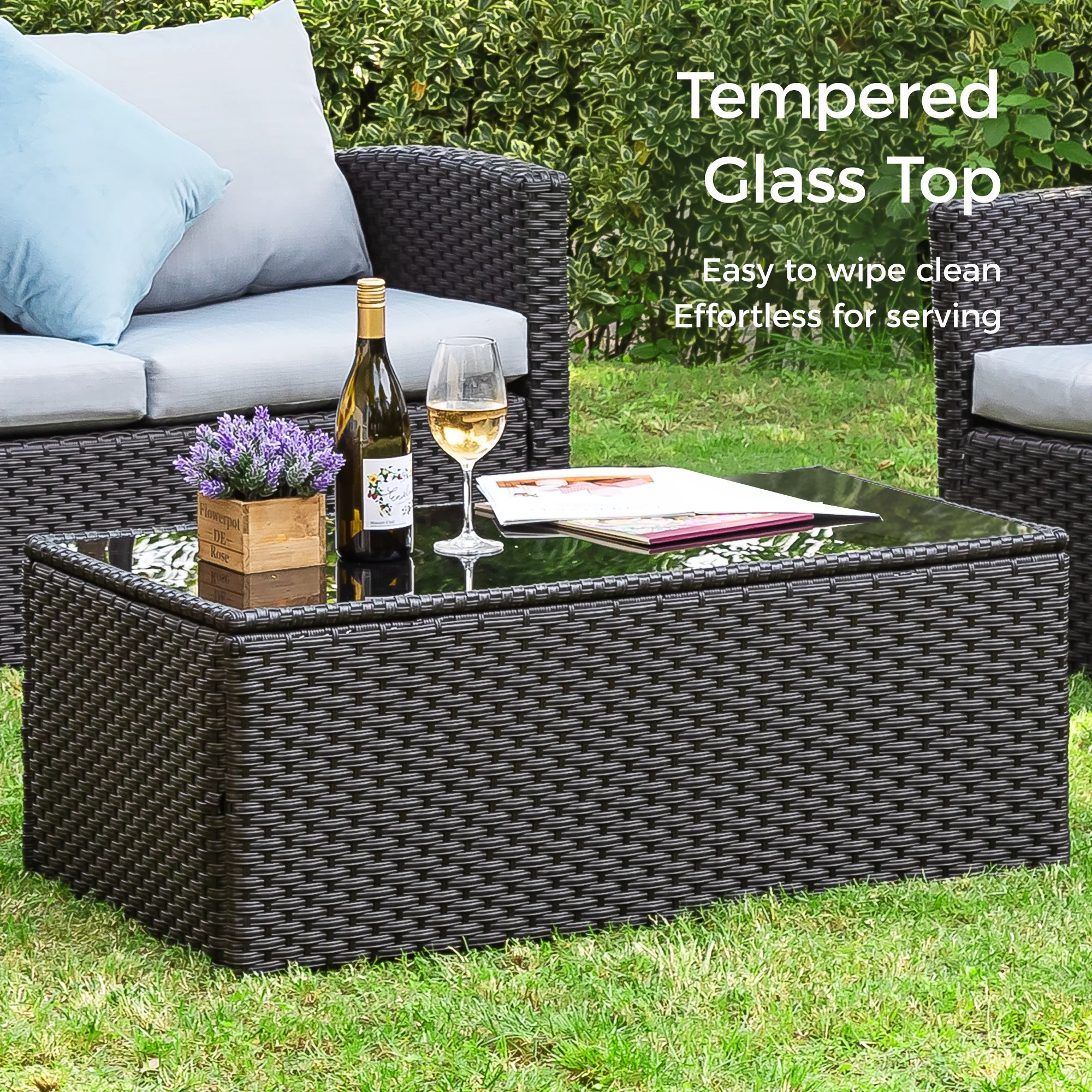 Royalcraft 10 Pieces Patio Furniture Set, All Weather PE Wicker Rattan Outdoor Sectional Sofa, Outdoor Sectional Sofa for Lawn Backyard Poolside Porch Garden, Grey - Womvr