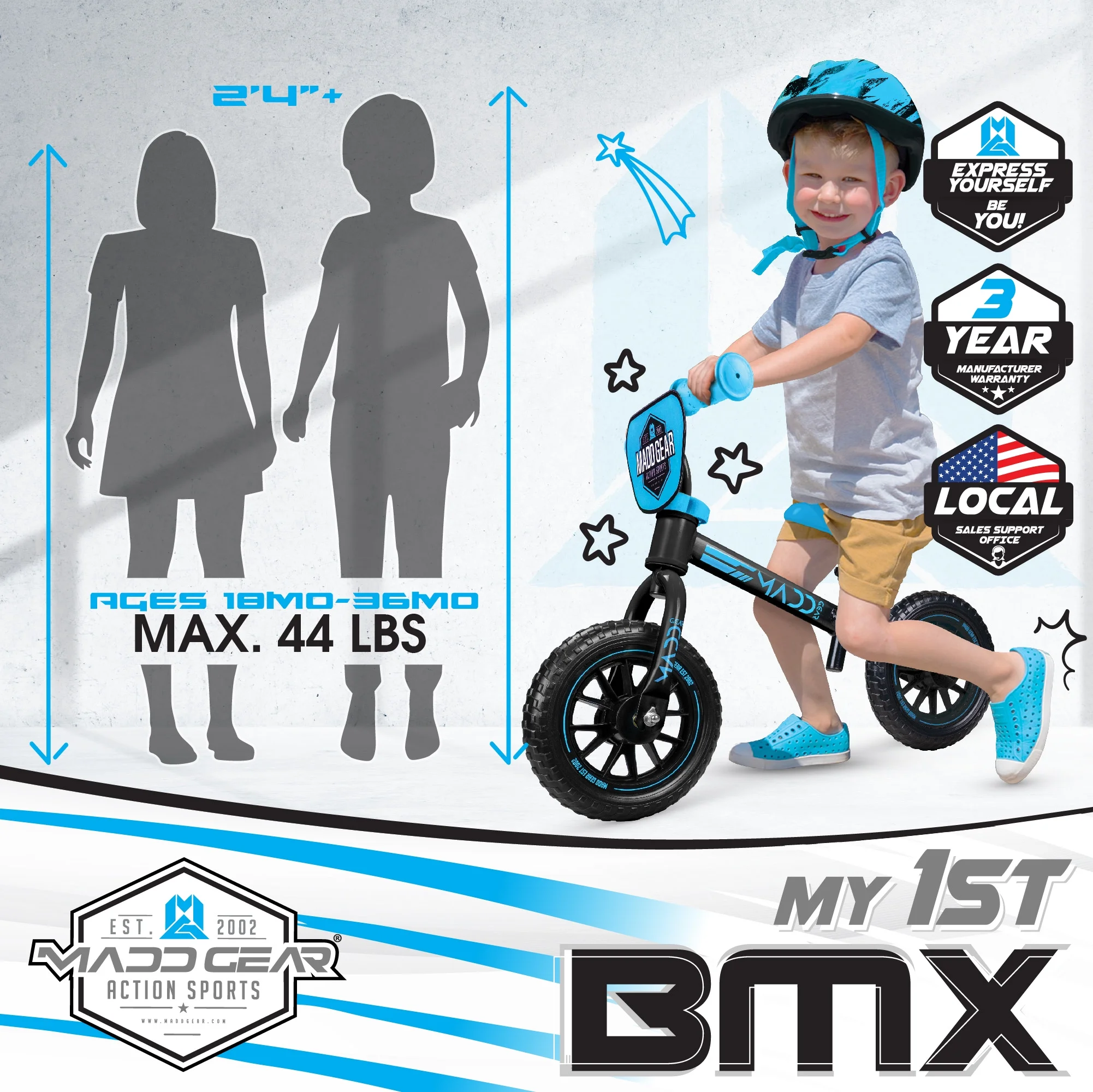 Madd Gear 10-inch Toddlers Balance Bike Lightweight Training Bike - Womvr