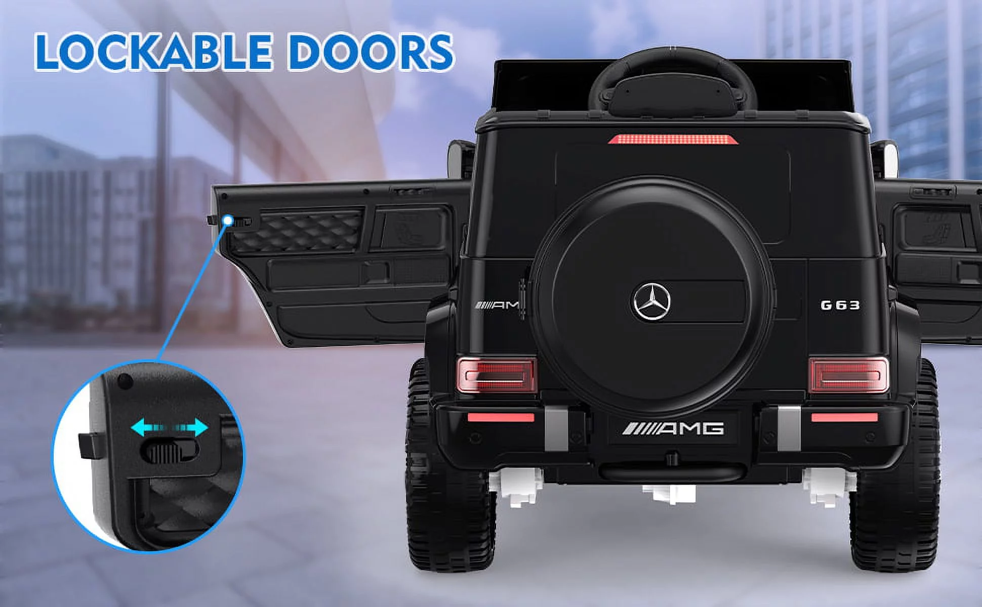 12Volt 1 Seater Mercedes-Benz G63 Licensed Powered Ride on Toy with Remote Control, Gift for Kids Aged 2~4 Years -Red - Womvr