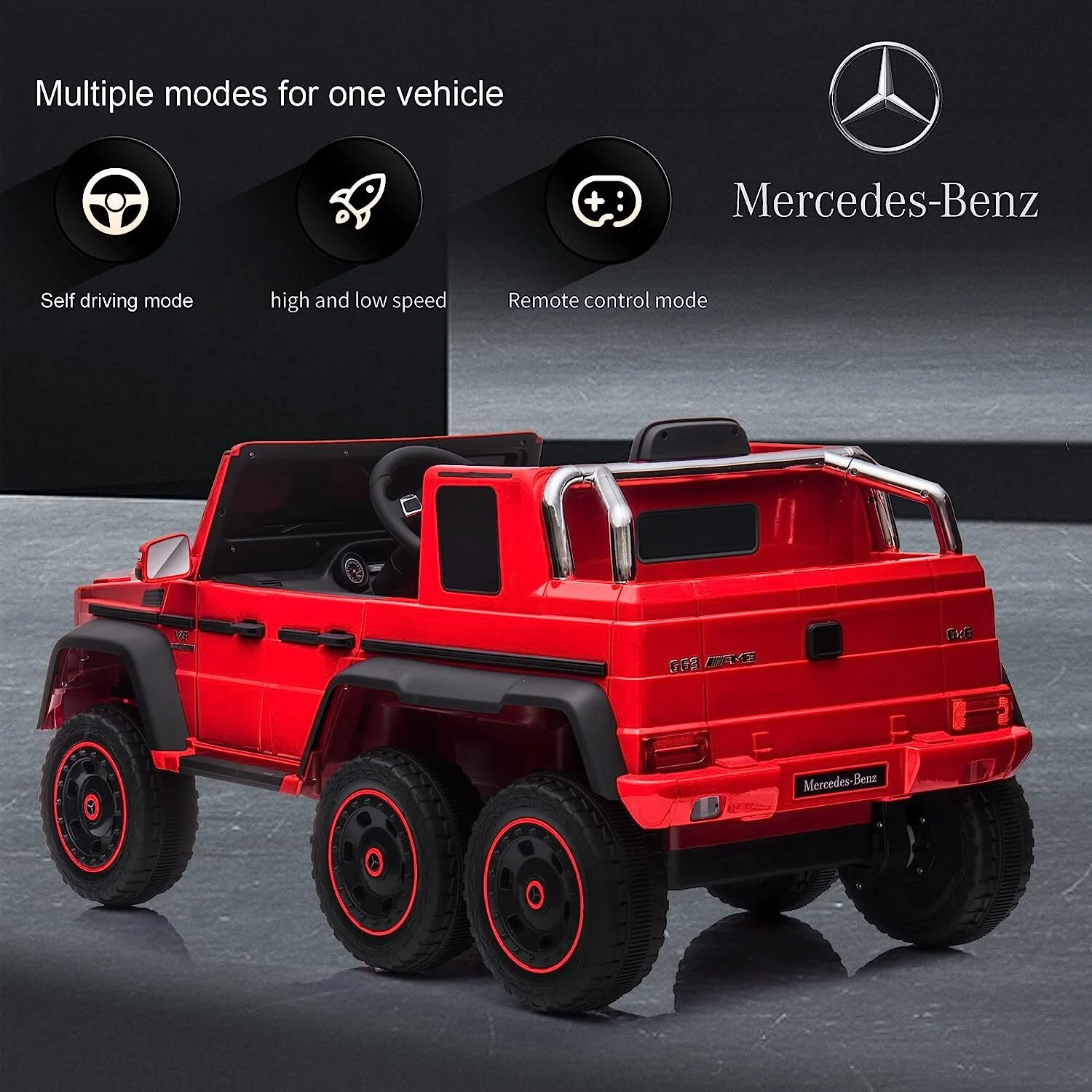 BATE Mercedes Benz 24V Powered Ride On Cars with 6 Wheels, Kids Ride On Toys with Remote Control, MP3 Player,  Red - Womvr