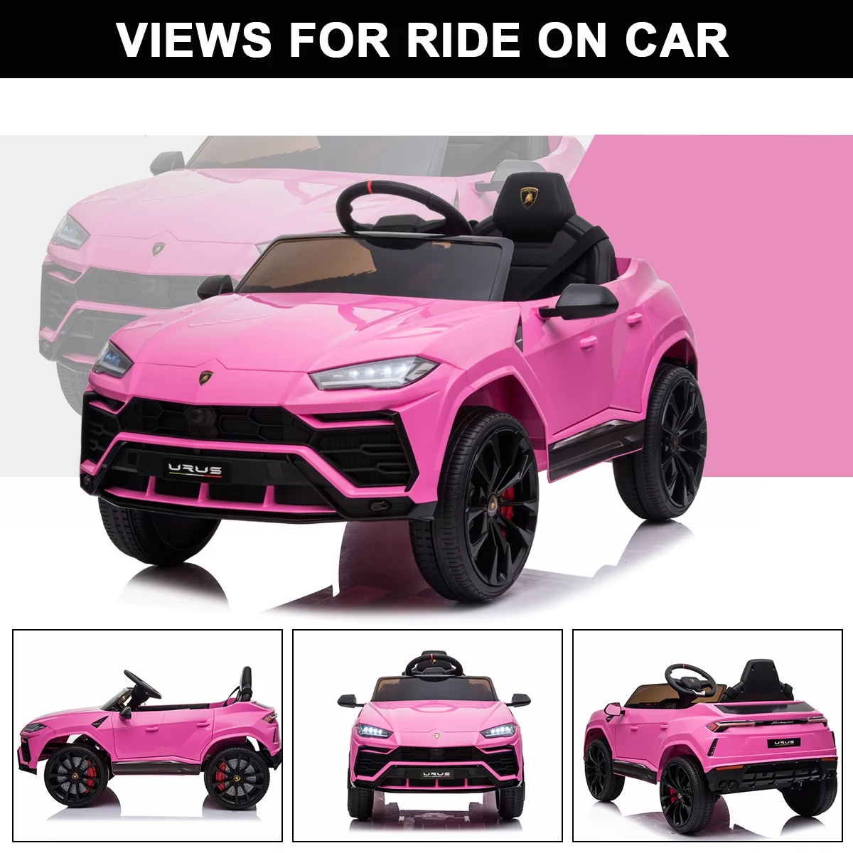 FUNTOK Lamborghini Urus 12V Electric Powered Ride on Car for Kids, with Remote Control, Foot Pedal, MP3 Player and LED Headlights - Womvr