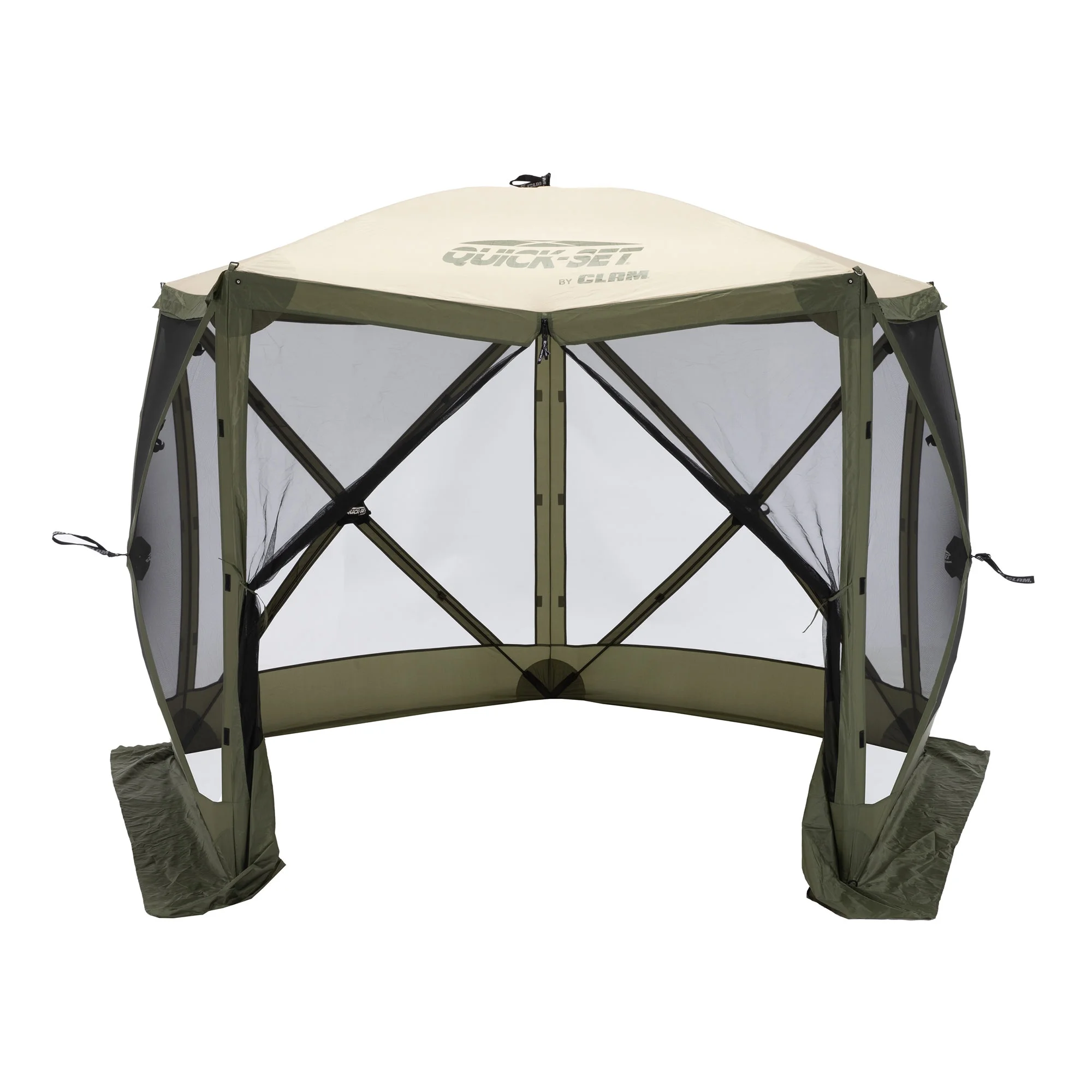 CLAM Quick-Set 9 x 9 Ft Venture Portable Outdoor Canopy Shelter, Green/Tan - Womvr