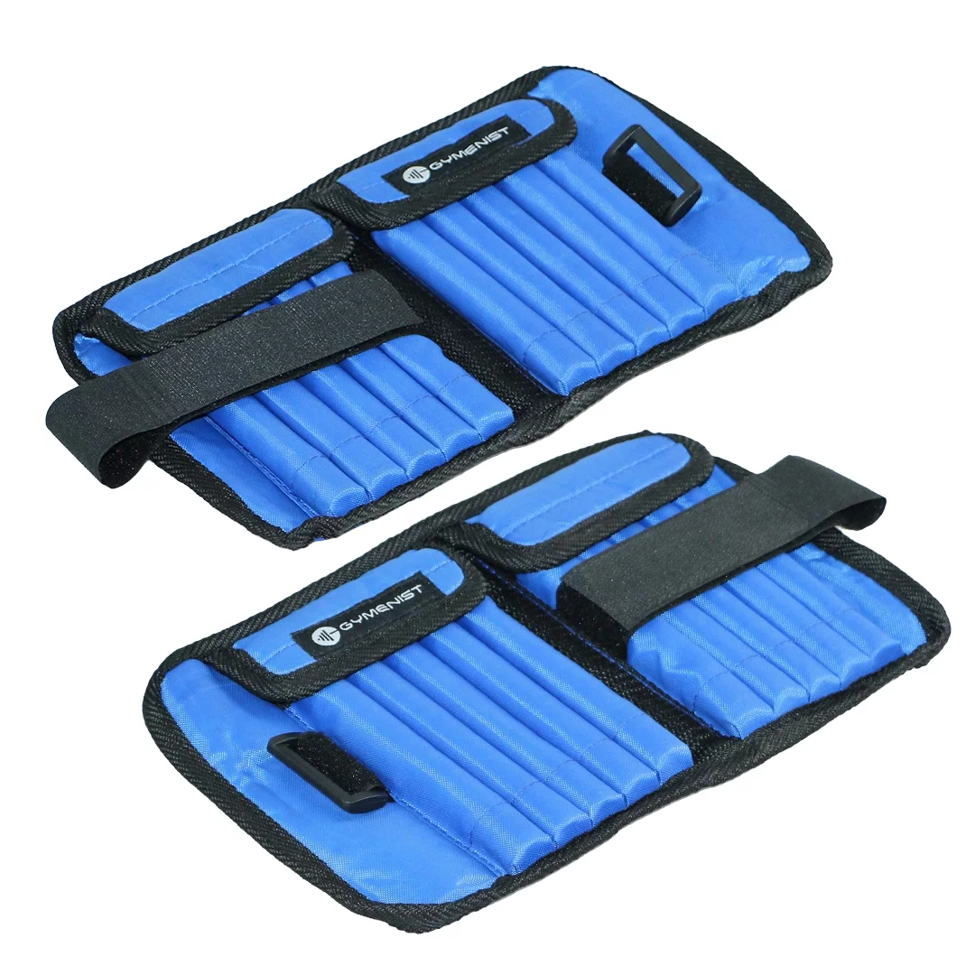 Gymenist Pair Of Ankle Weights Can Be Adjusted Up To 5.0 Lb. Each Set of 2 x Weight Wraps (Total 10-Lb.) - Womvr