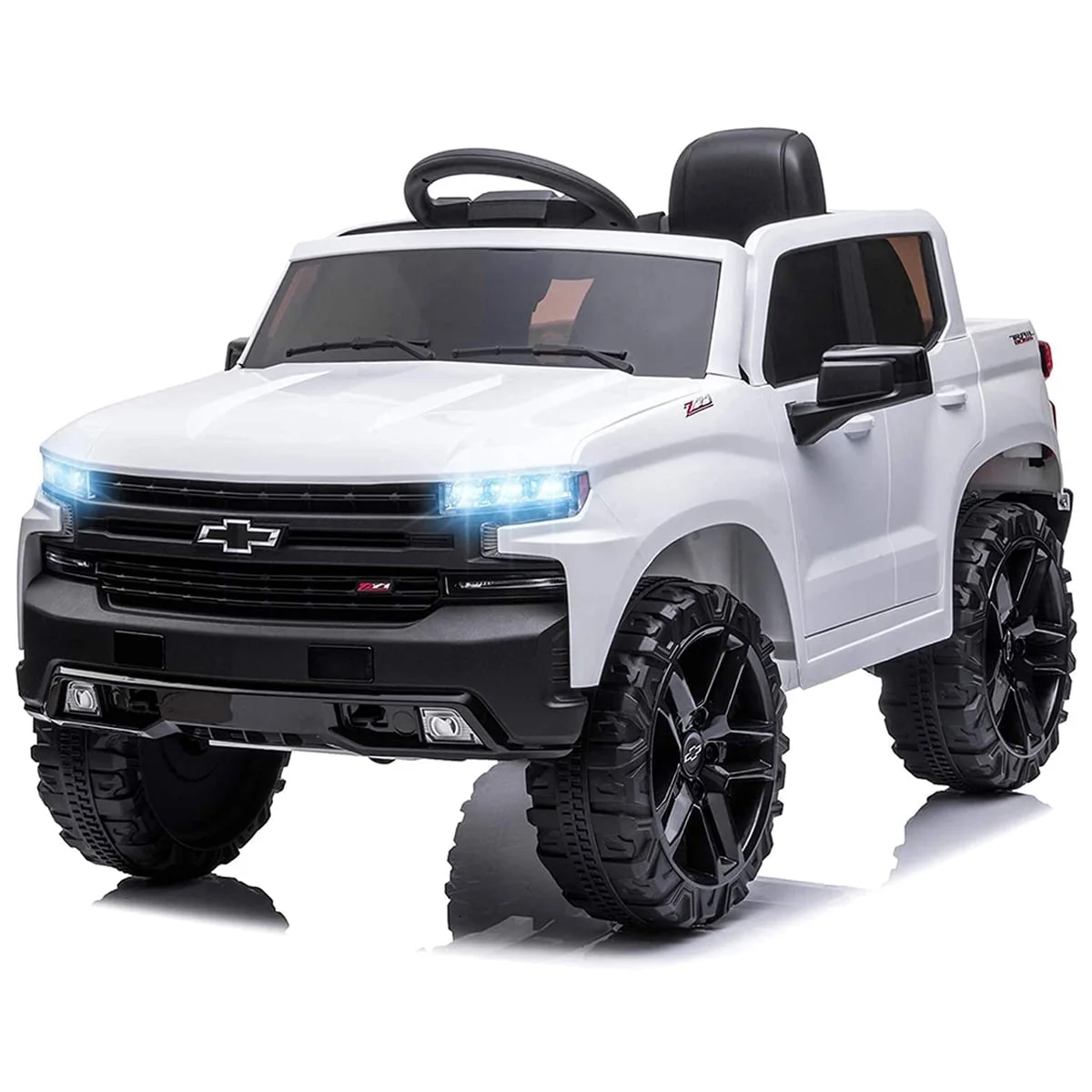 FUNTOK Licensed Chevrolet Silverado 12V Kids Electric Powered Ride on Toy Car with Remote Control & Music Player, Black - Womvr