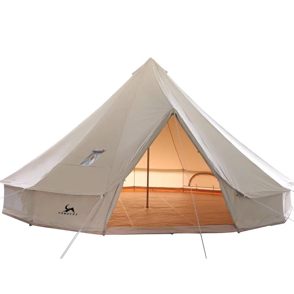 TOMOUNT Canvas Tent Bell Tent Yurt with Stove Jack Zipped Floor for Glamping 10ft/3m Dia 38LBS - Womvr