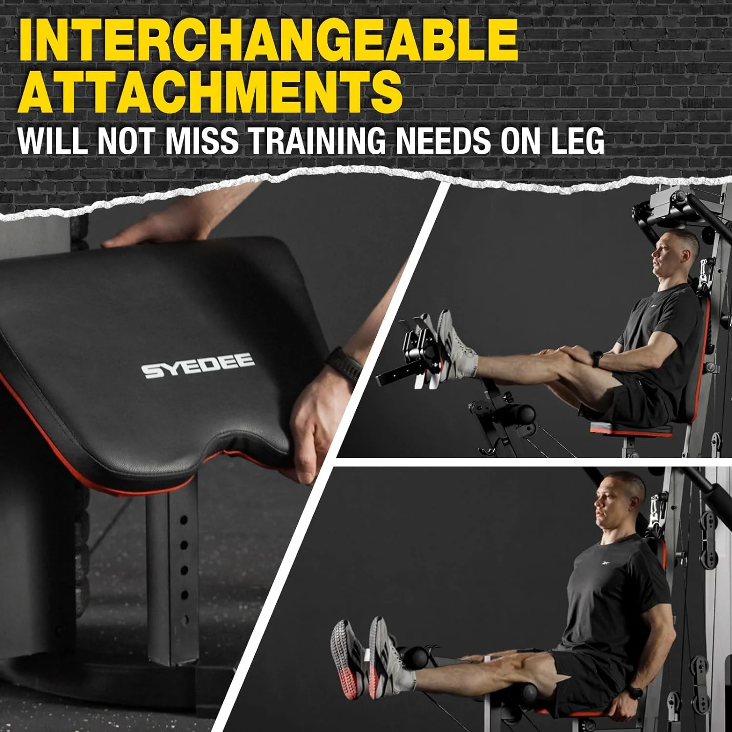 Syedee Home Gym Station, Workout Station with 150LBS Weight Stack, Home Gym Equipment for All Body Training. - Womvr