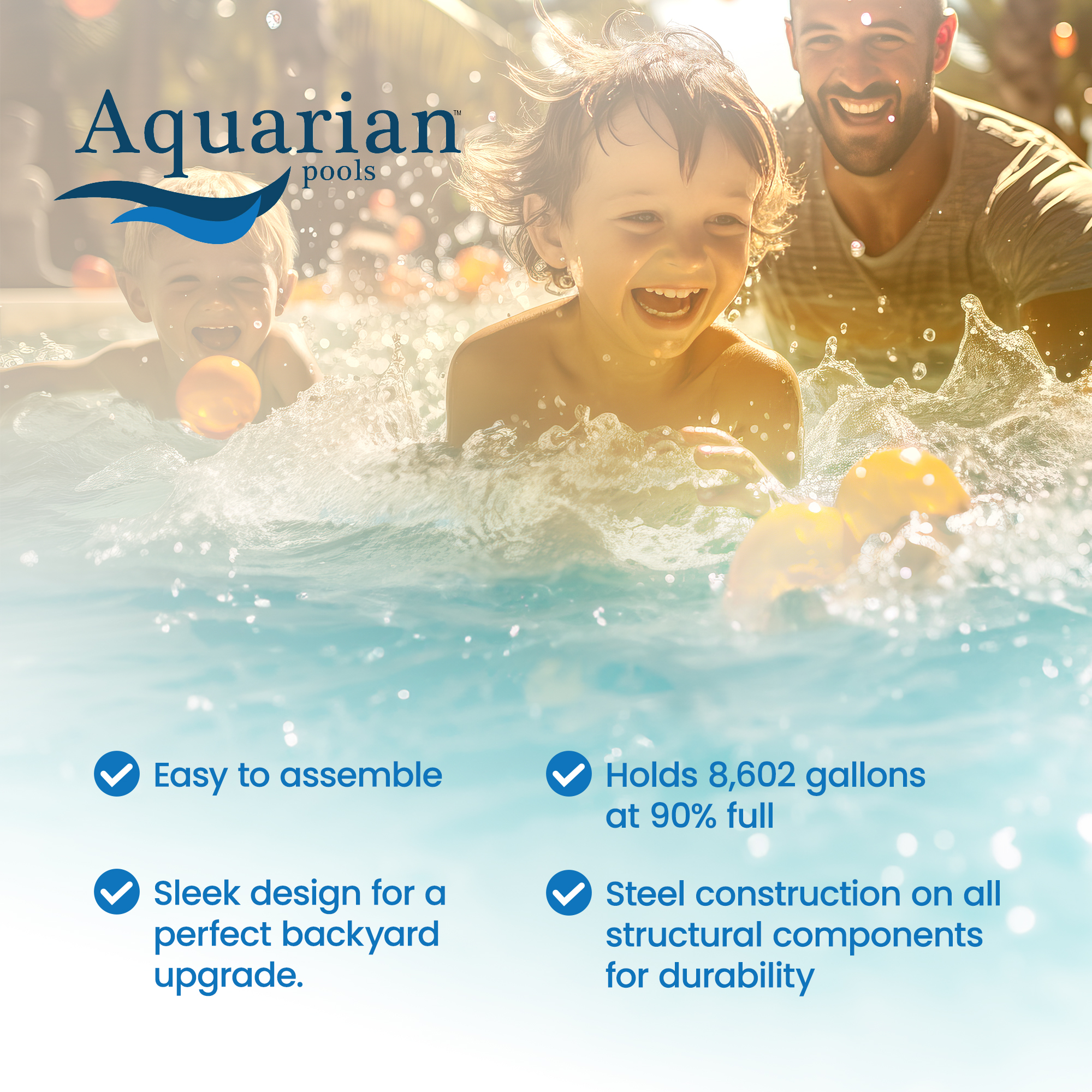 Aquarian Khaki Venetian 18ft x 52in Above Ground Swimming Pool Package - Womvr