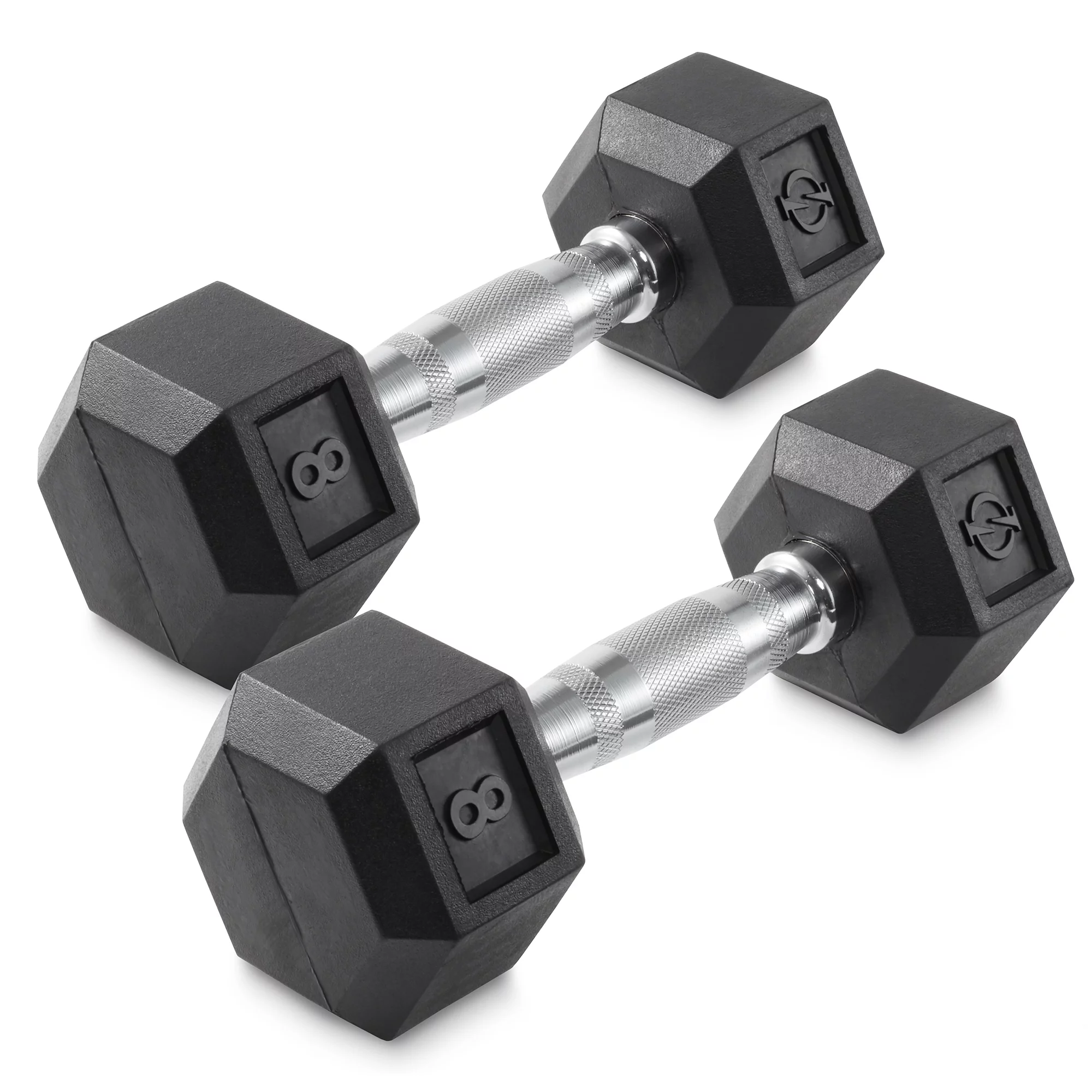 Philosophy Gym Rubber Coated Hex Dumbbell Hand Weights, 45 lb Pair - Womvr