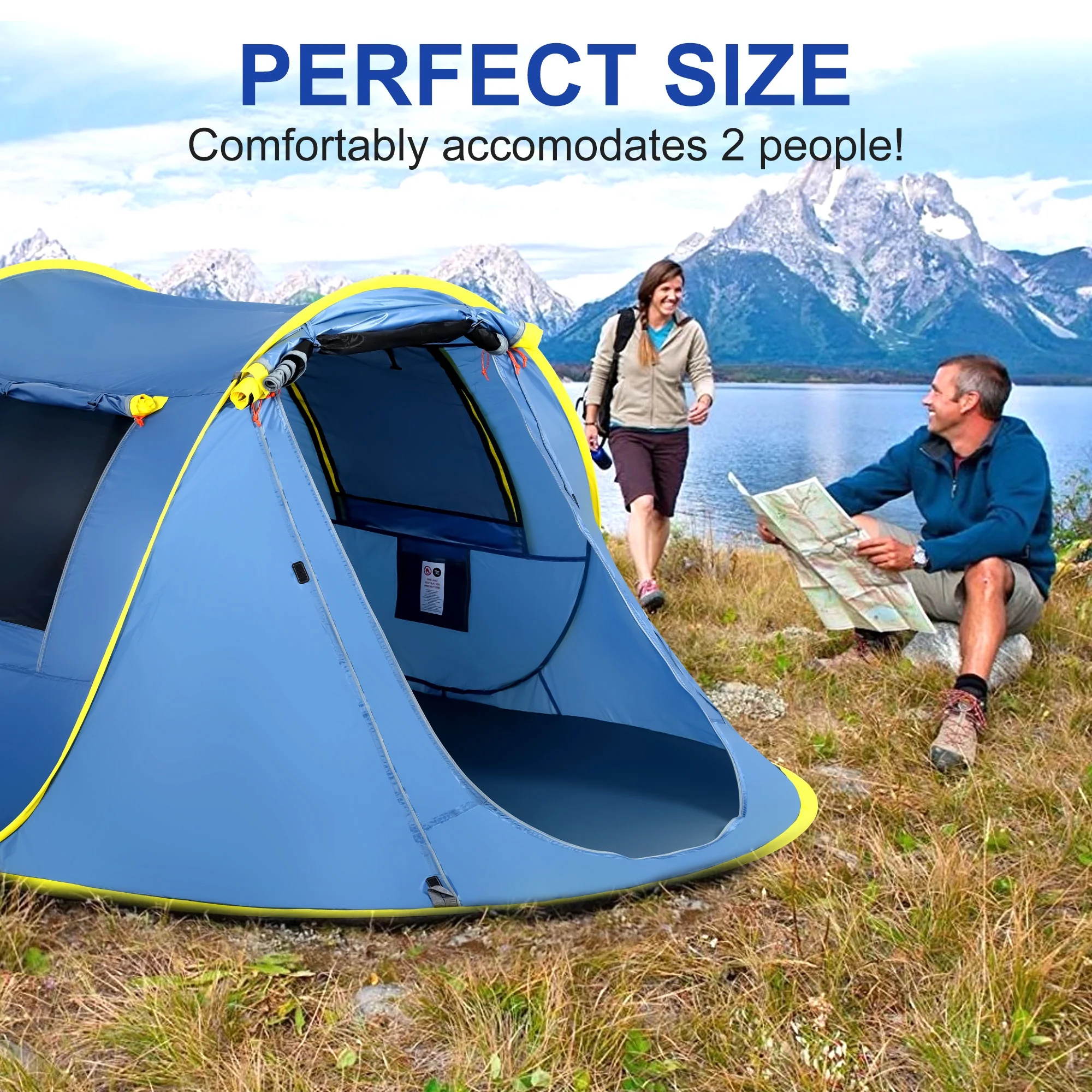 GVDV Camping Instant Tent, 3 Person Pop up Tent, Upgrade Resistant Dome Tent, Easy Setup for Camping Hiking and Outdoor - Womvr