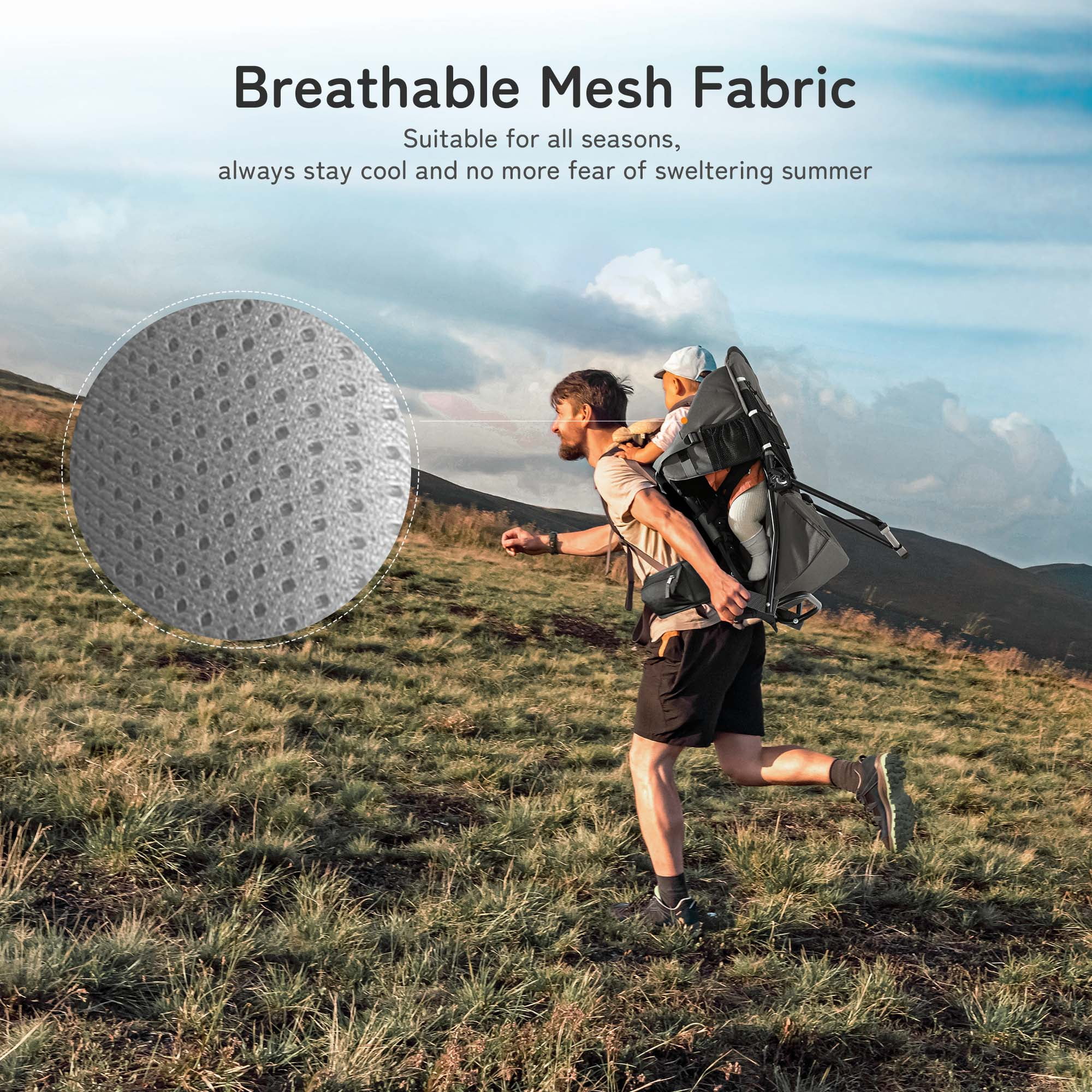 Besrey Baby Hiking Backpack Carrier for Toddlers, Waterproof & Lightweight Outdoor Child Back Frame, Black - Womvr