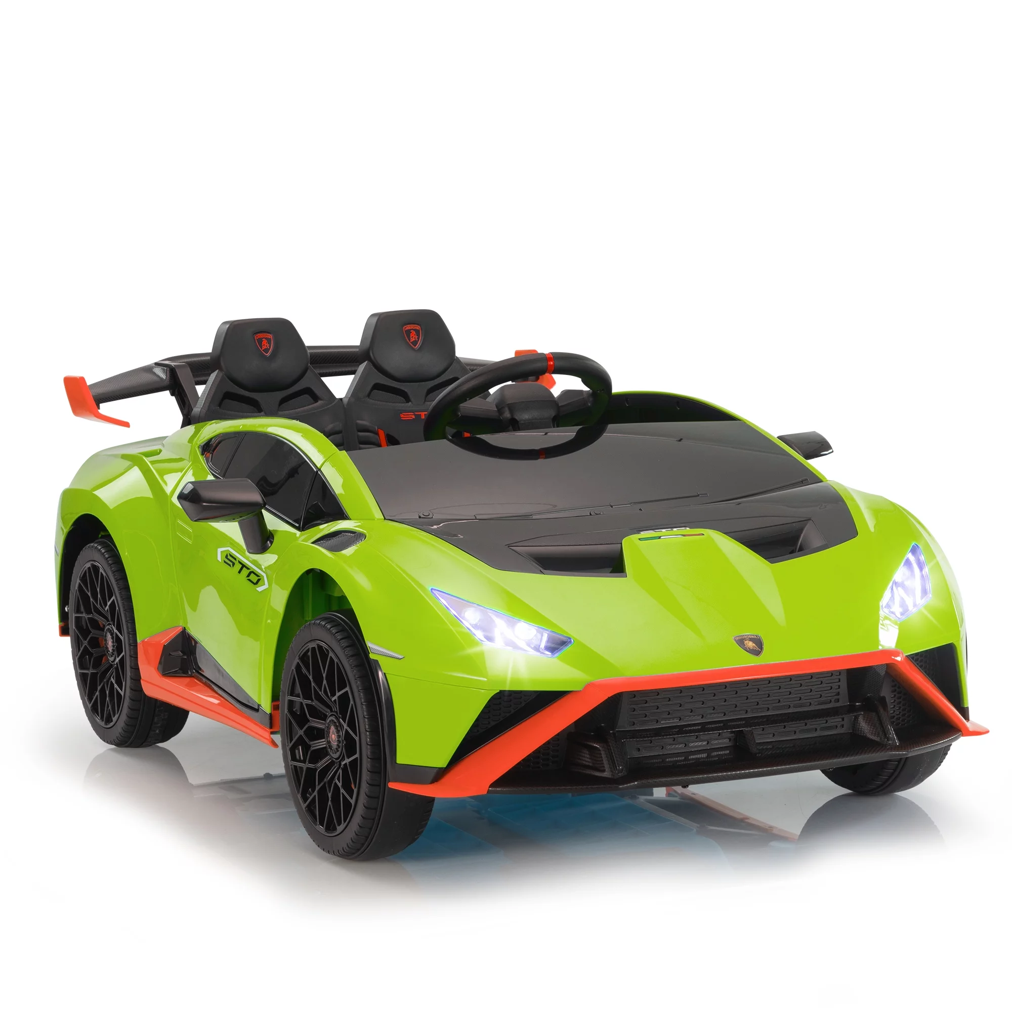 TOBBI 24V Lamborghini STO Licensed Kids Ride on Drift Car Gray Electric Car W/Remote Control LED Lights, up to 10 mph - Womvr