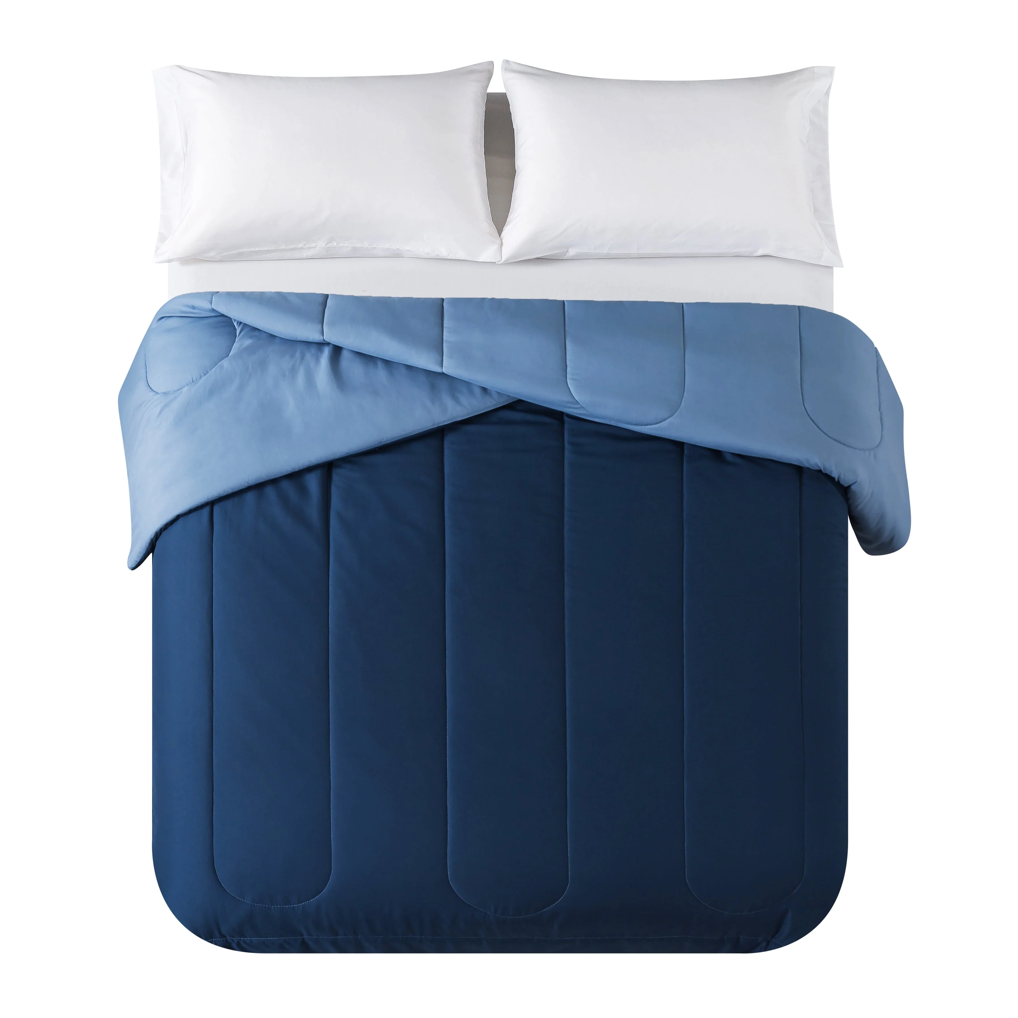Mainstays Reversible Microfiber Comforter, Navy, Twin/Twin XL, Adult, Unisex - Womvr