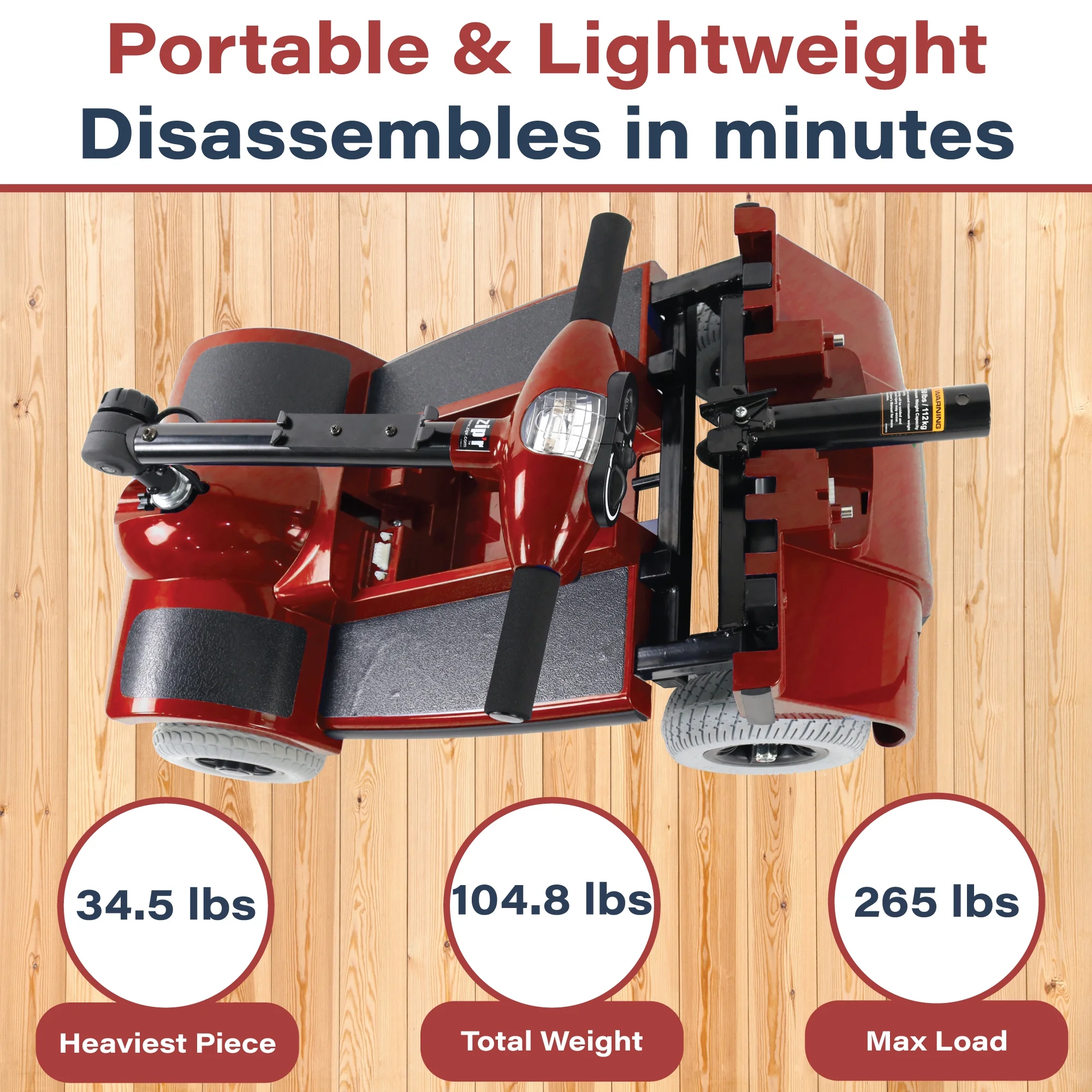 Zipr Traveler 4-Wheel Mobility Scooter - Long Range Senior Scooter - Womvr