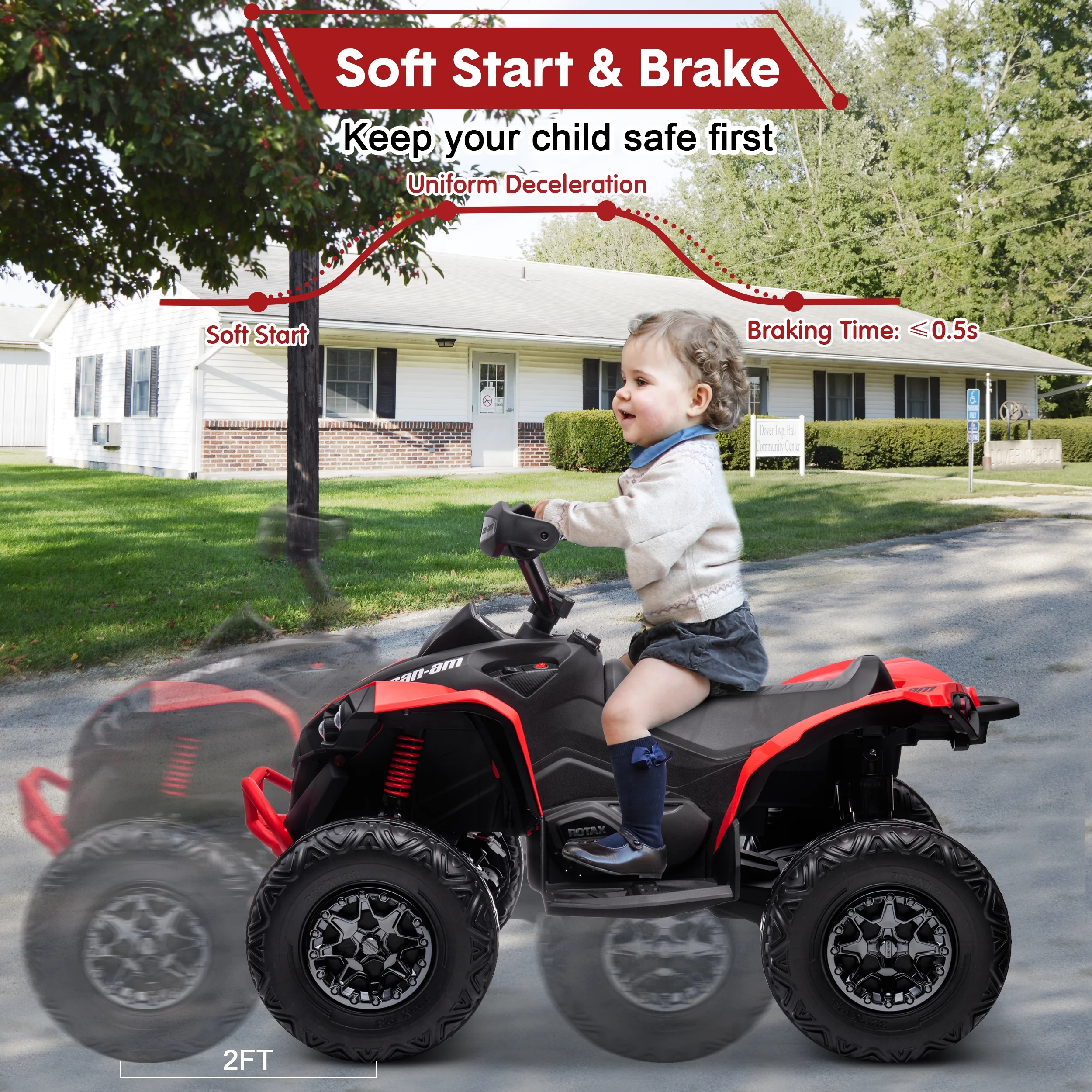 24V Ride on Toys, 4 Wheeler ATV for Kids with 2 Seater, 4x200W Motors, 4WD/2WD Switchable, Khaki - Womvr