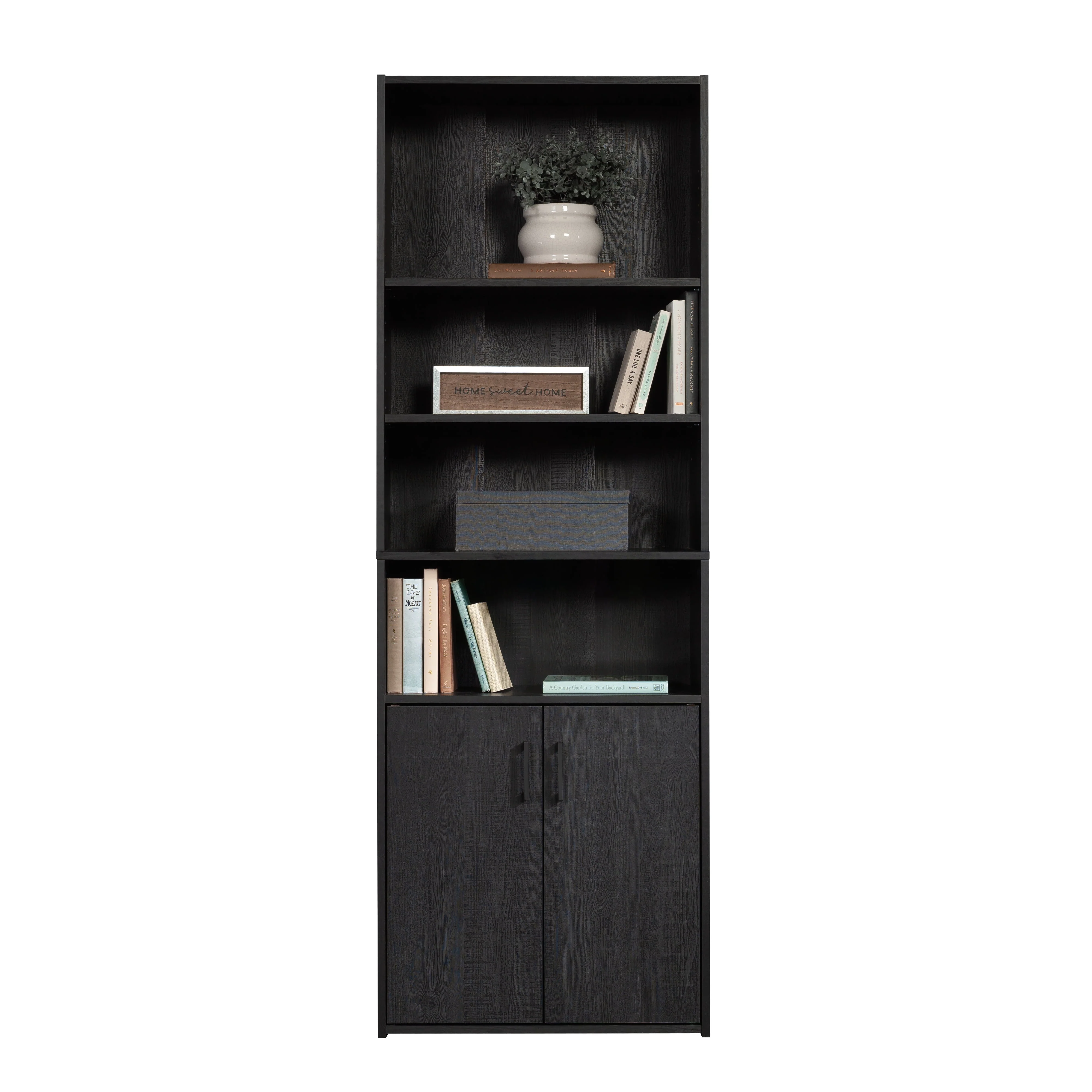 Mainstays Traditional 5 Shelf Bookcase with Doors, Soft White - Womvr