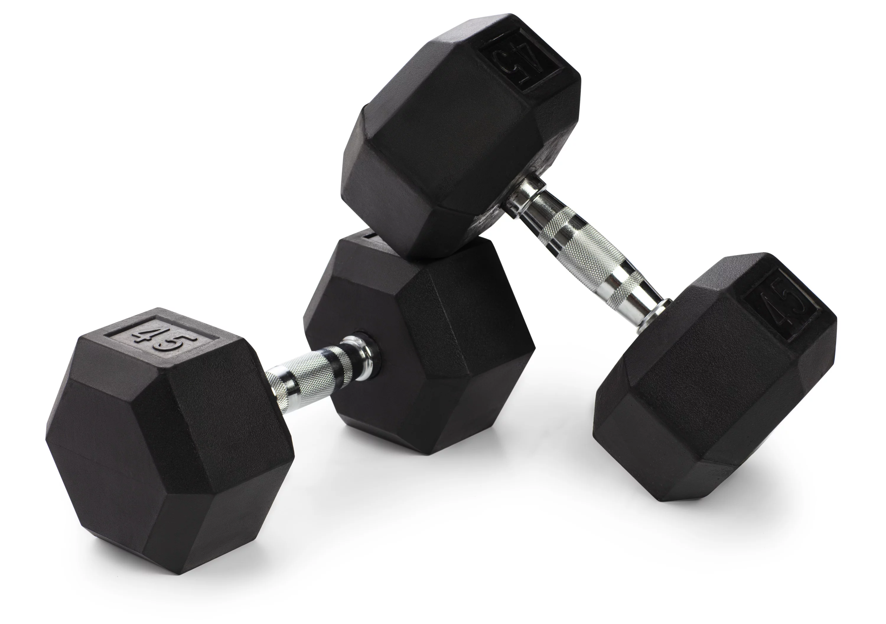 Weider Rubber Hex Dumbbell, 45 lbs - Sold Individually - Womvr
