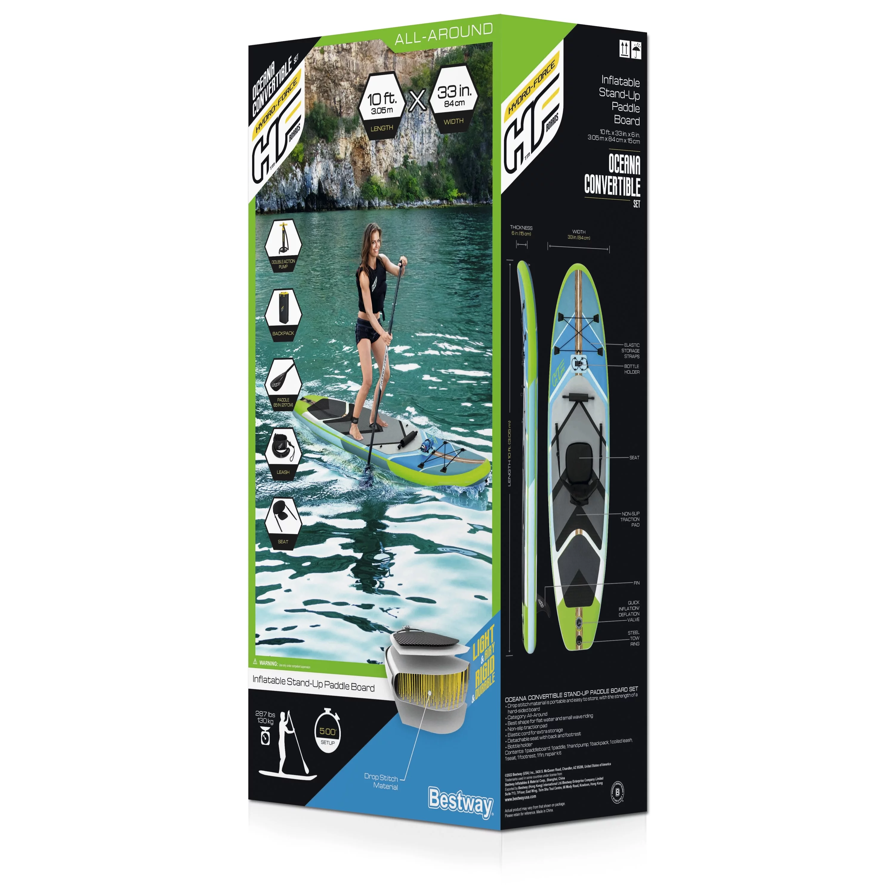 Hydro-Force Oceana Inflatable Convertible Stand-Up Paddleboard and Kayak Set 10' - Womvr