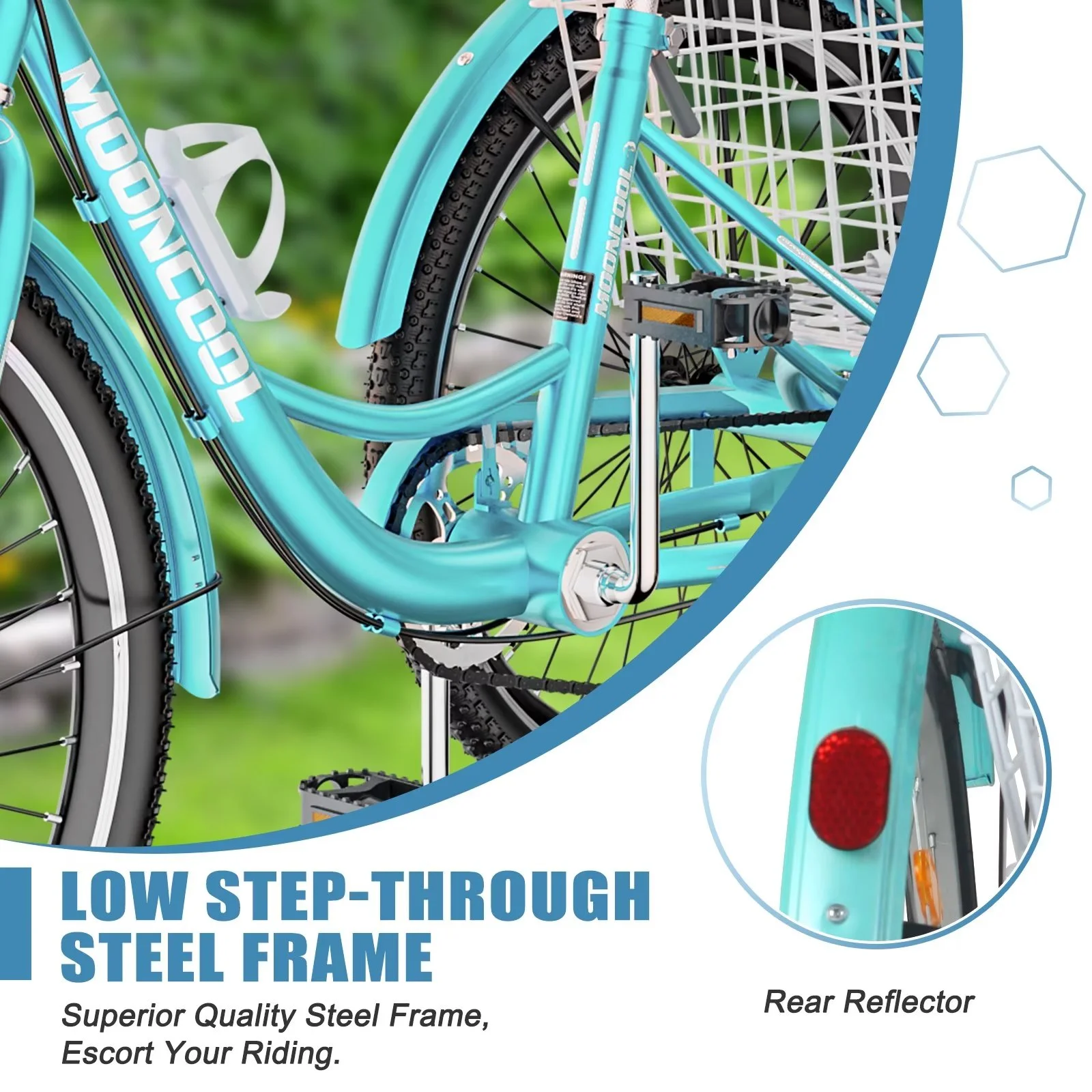 MOPHOTO Adult Tricycle 20/24/26 inch 3 Wheel Bicycle,3 Wheel Bikes for Adults,7 Speed Low Stepover Frame Tricycle with Basket/Bell,3 Wheel Bicycle for Seniors,Women,Men - Womvr